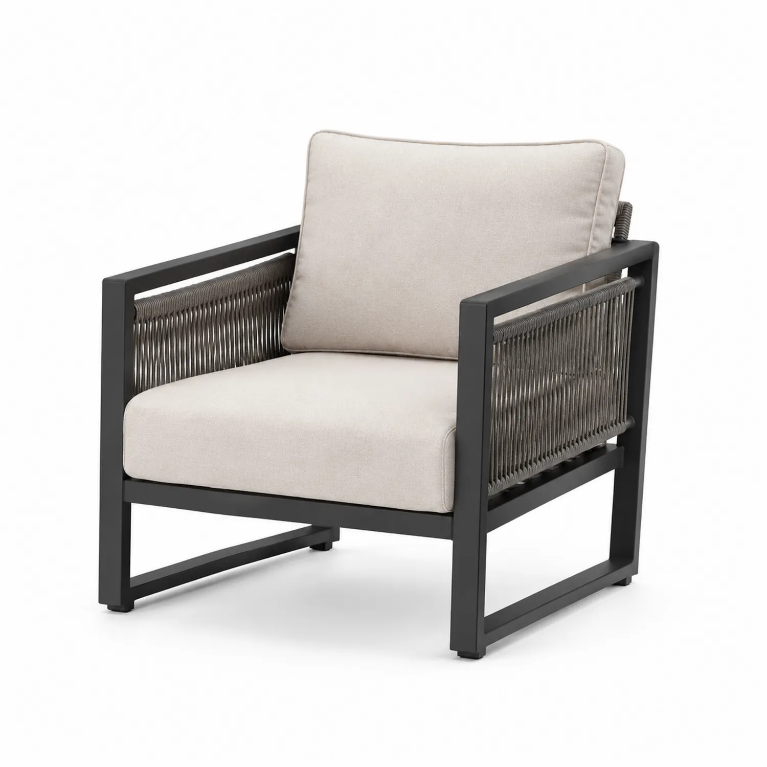 Outdoor-Clubstuhl Aluminiumrahmen Polyester Beige
