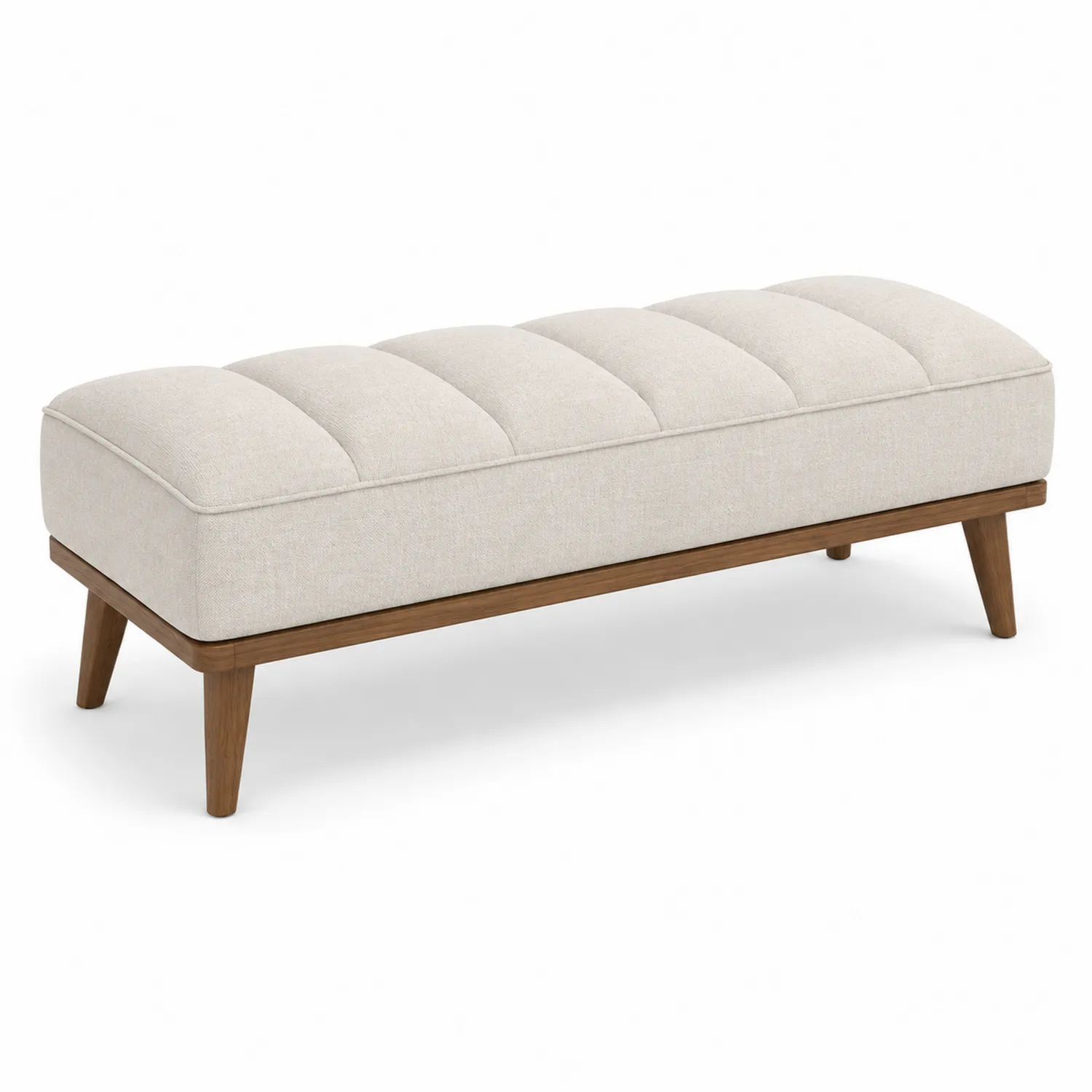 Bank Leinenstoff Massivholz Beige 120cm