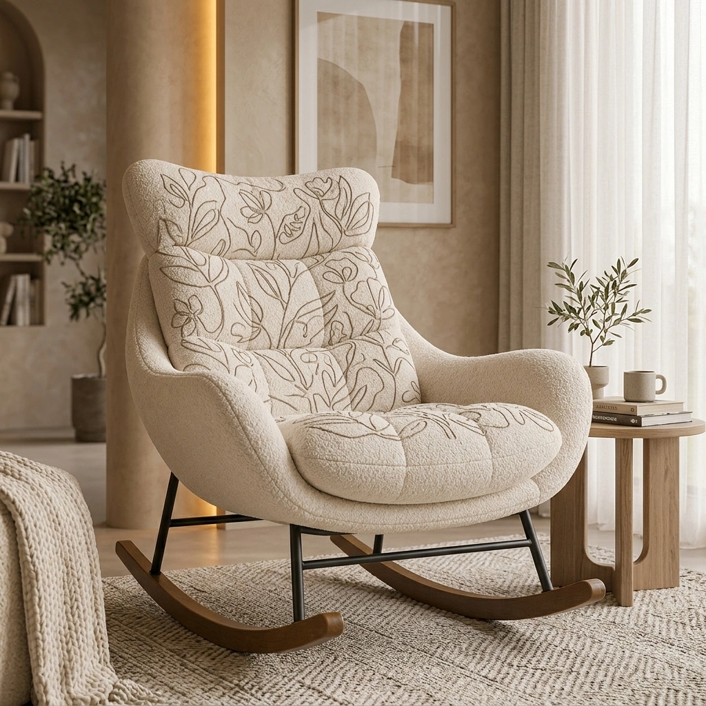 Sillon Mecedora Floral Moderno