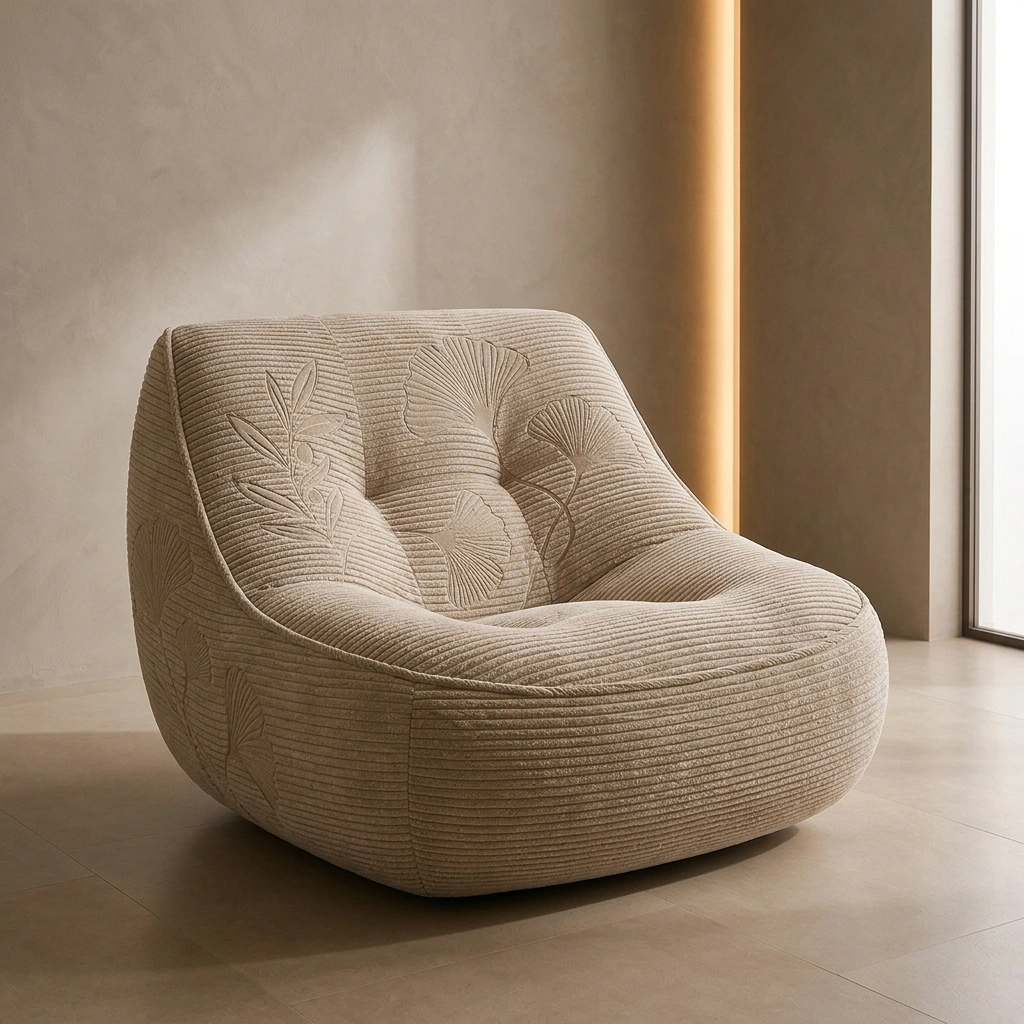 Sillon Lounge Bordado Beige