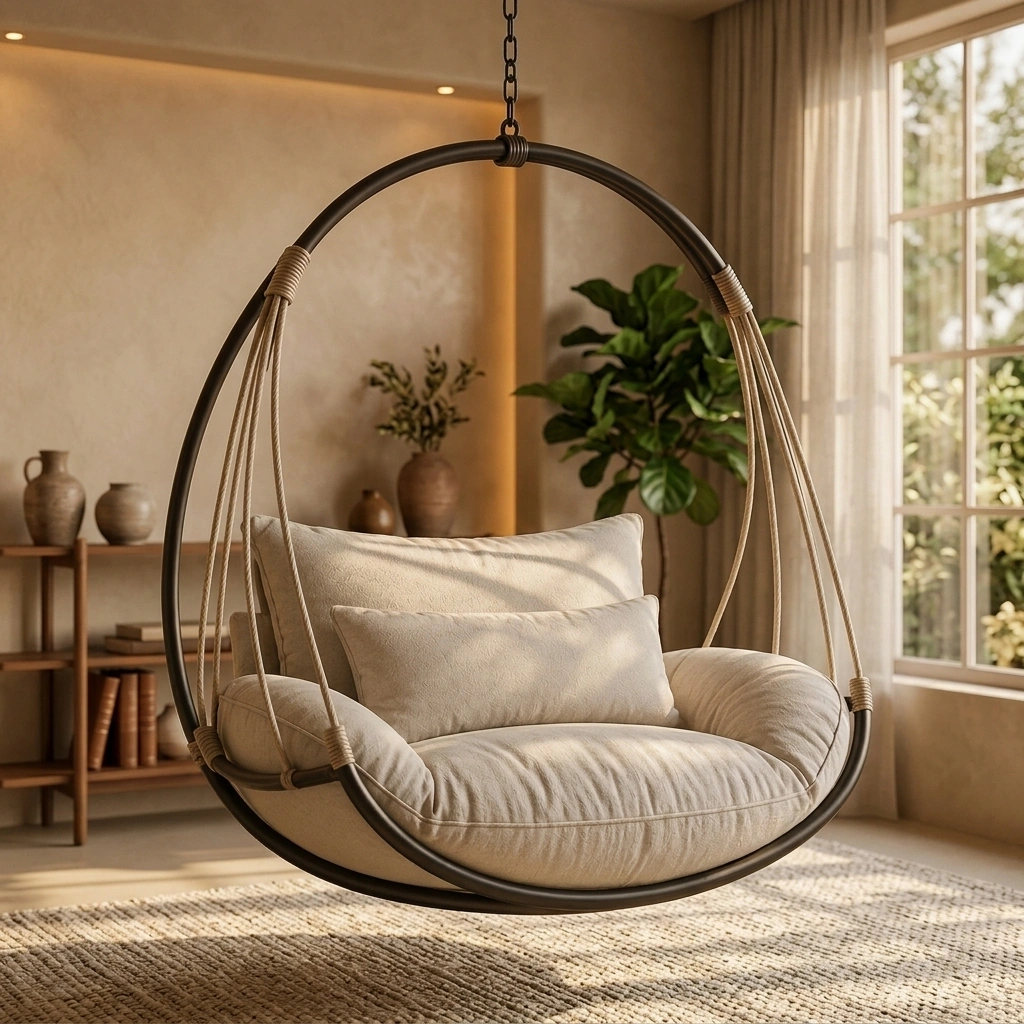 Silla Colgante Circular Negra