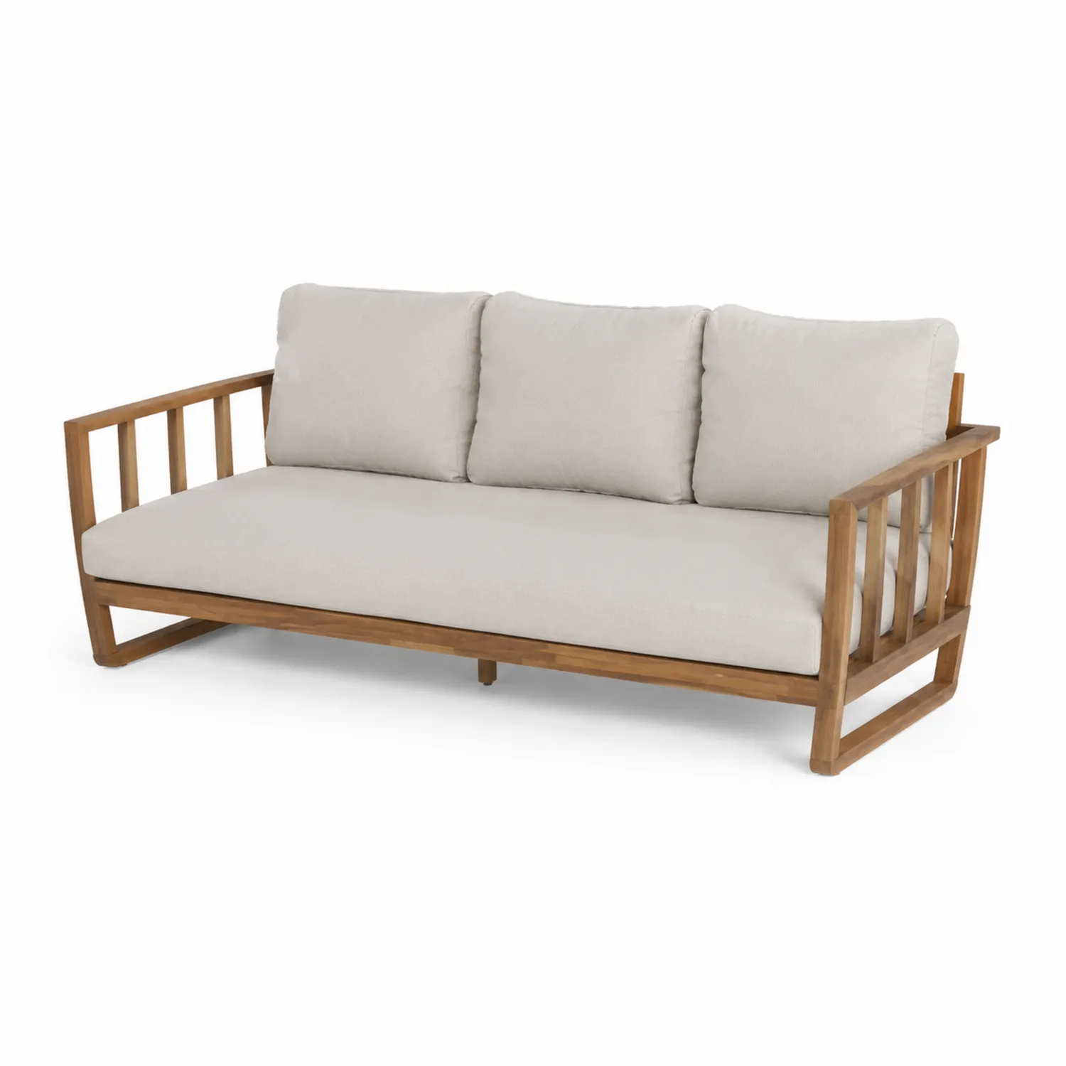 Sofa ogrodowa z drewna teak z poduszkami 200 cm Beżowy