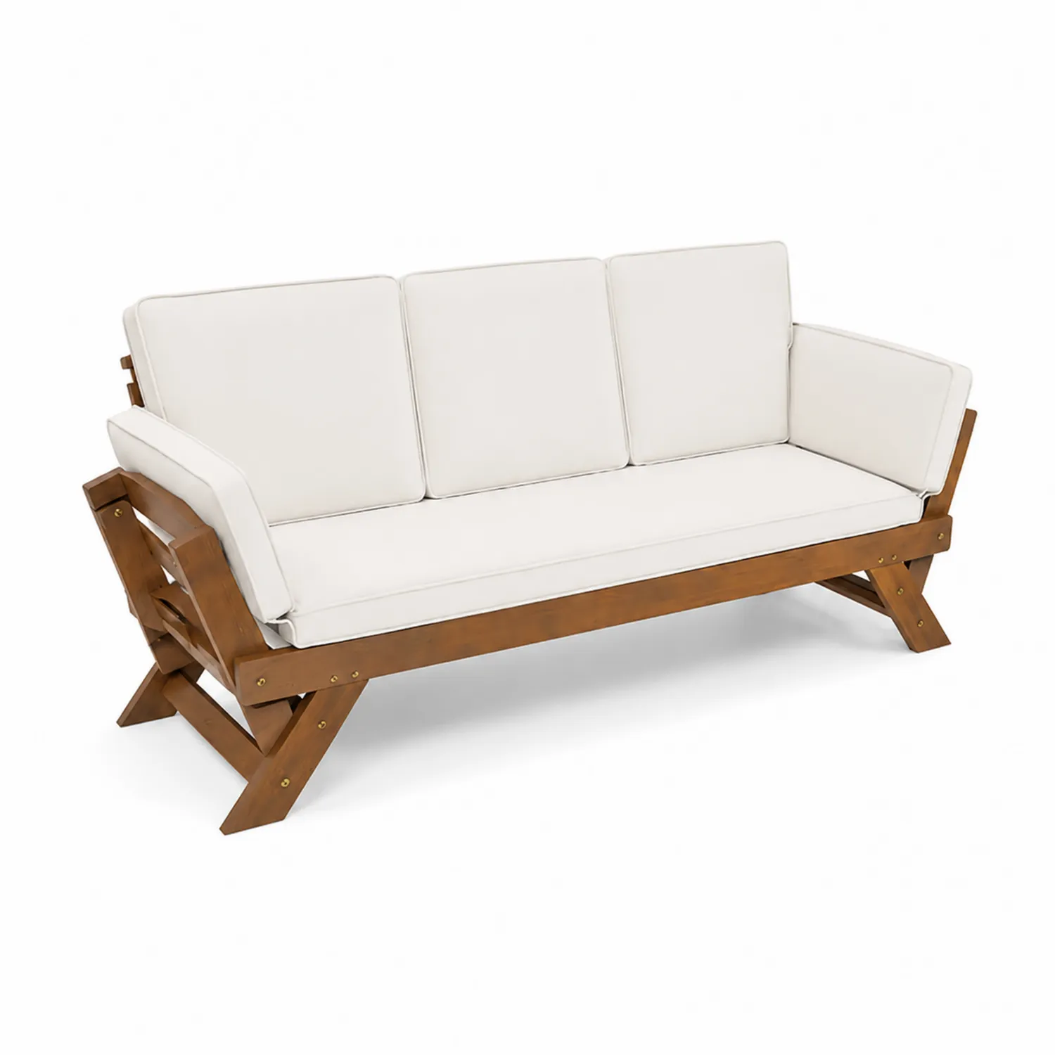 Drewniana sofa ogrodowa z poduszkami z poliestru
