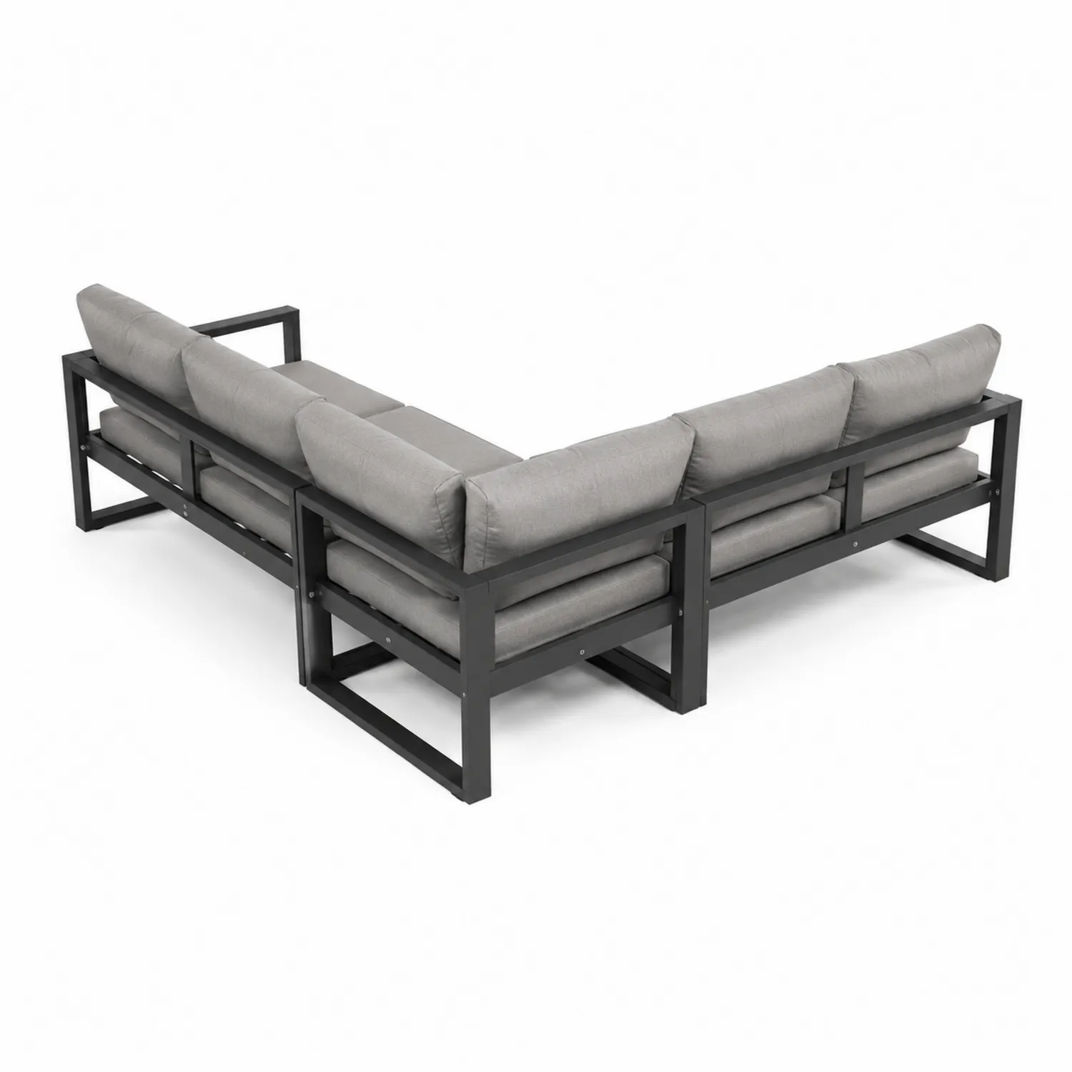 Sofa modułowa ogrodowa L kształt aluminiowa szara