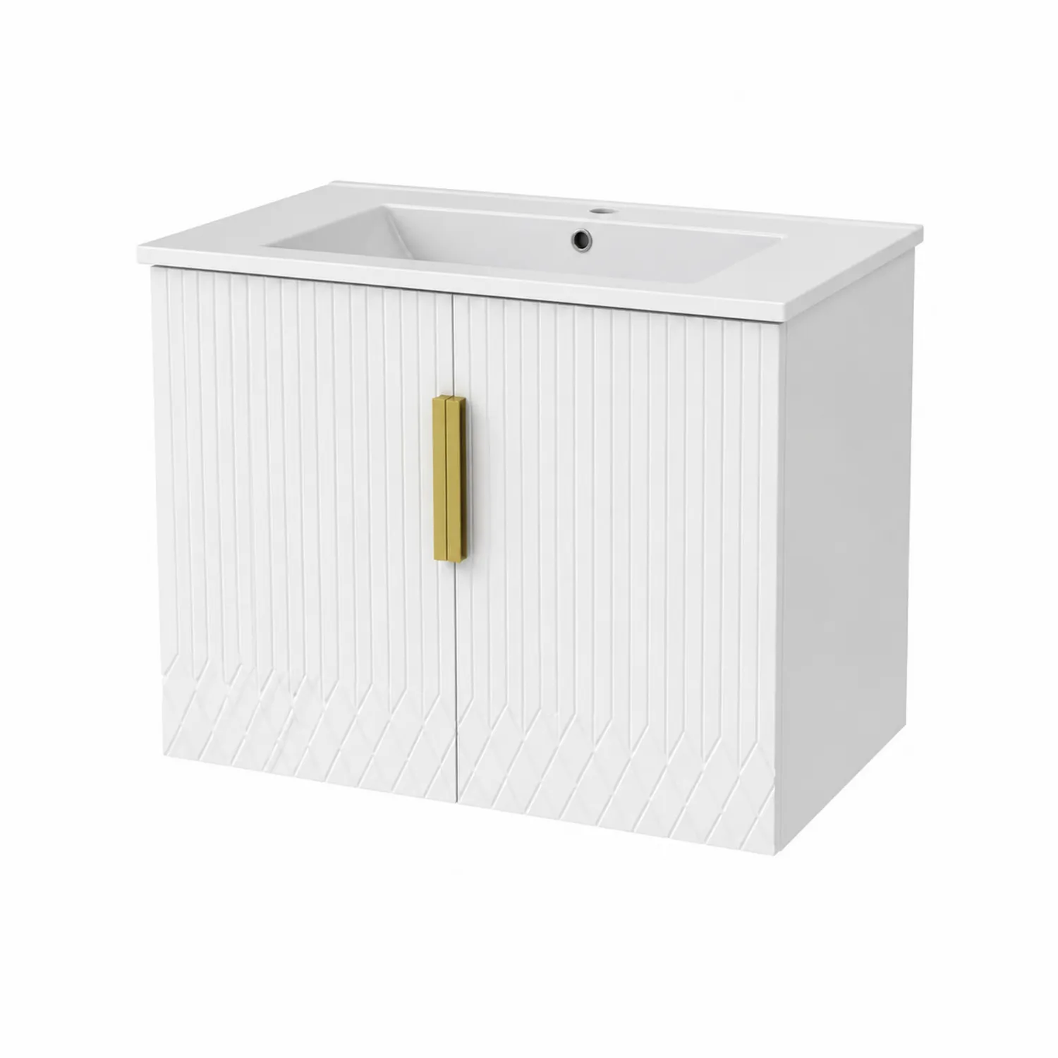 Szafka łazienkowa biała z uchwytami złotymi MDF 60x40x50 cm