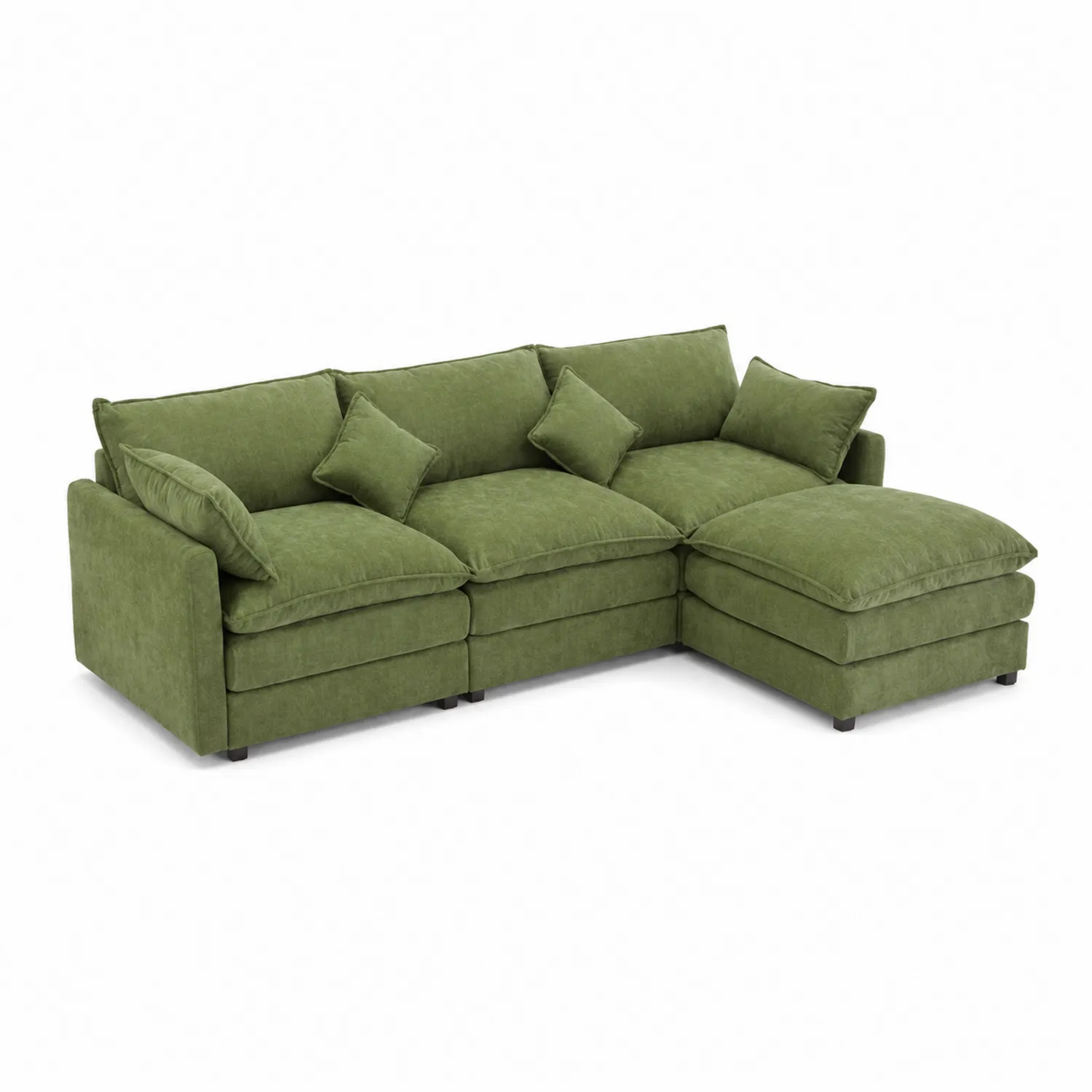 Zielona sofa narożna z szenilu