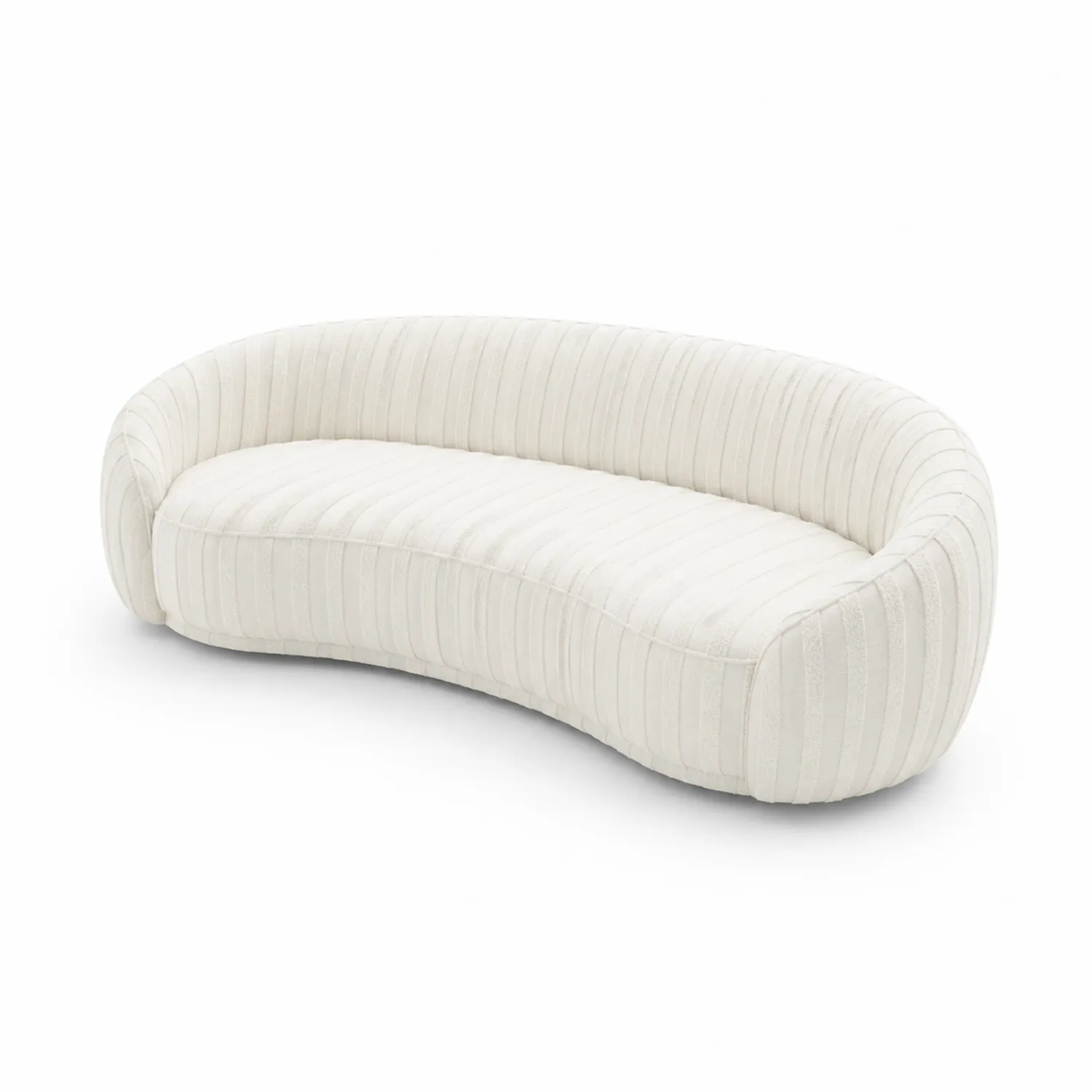 Sofa zakrzywiona welur kremowy 230 cm