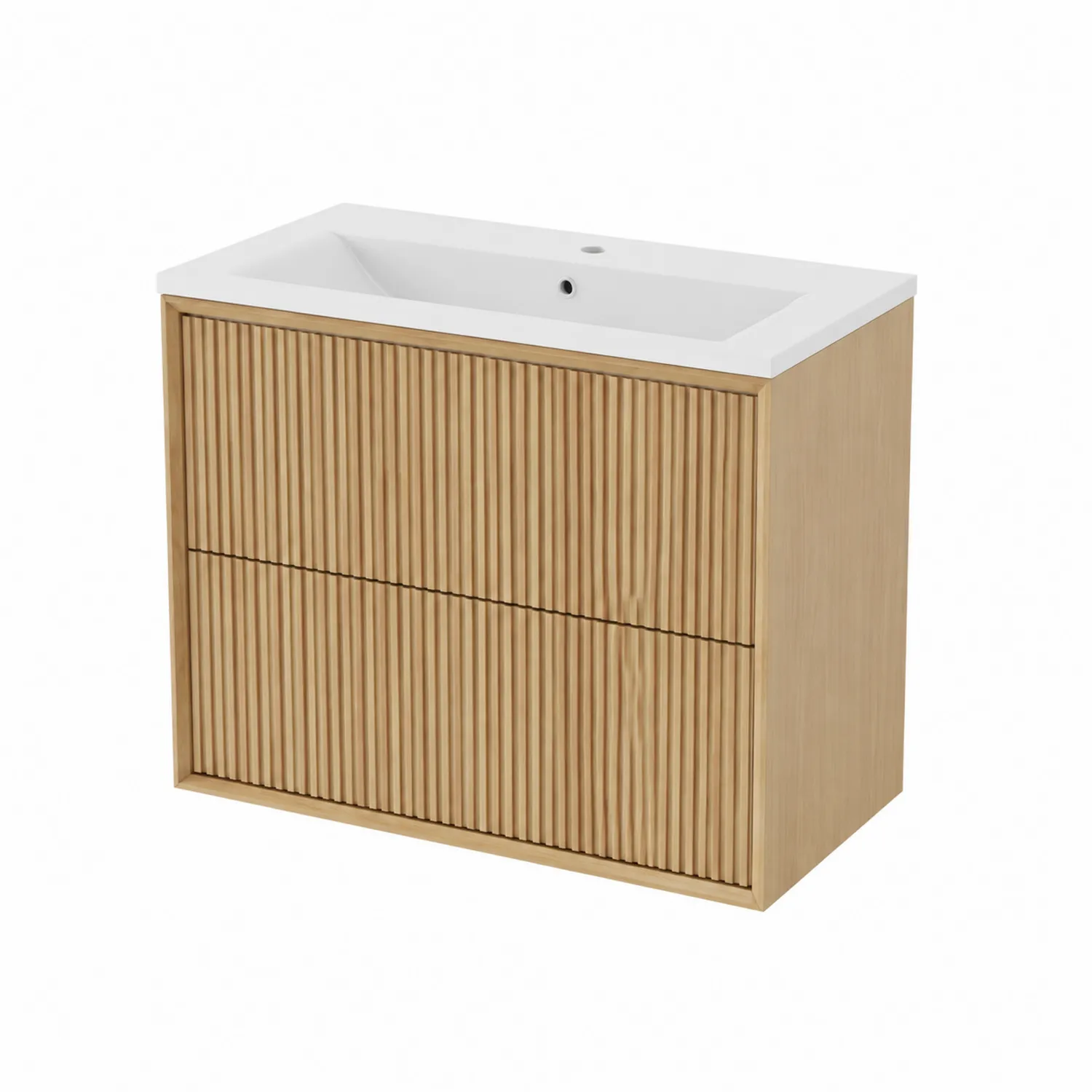 Szafka łazienkowa z umywalką ceramiczną 80 cm drewno naturalne