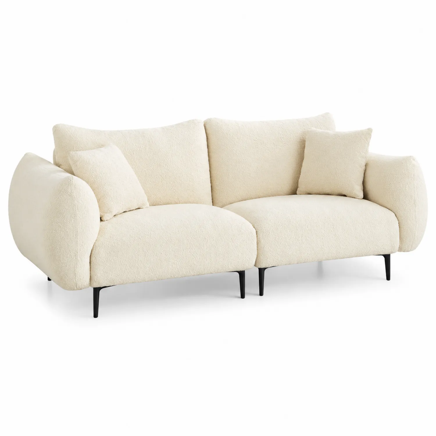 Sofa dwuosobowa z tkaniny bouclé kremowa