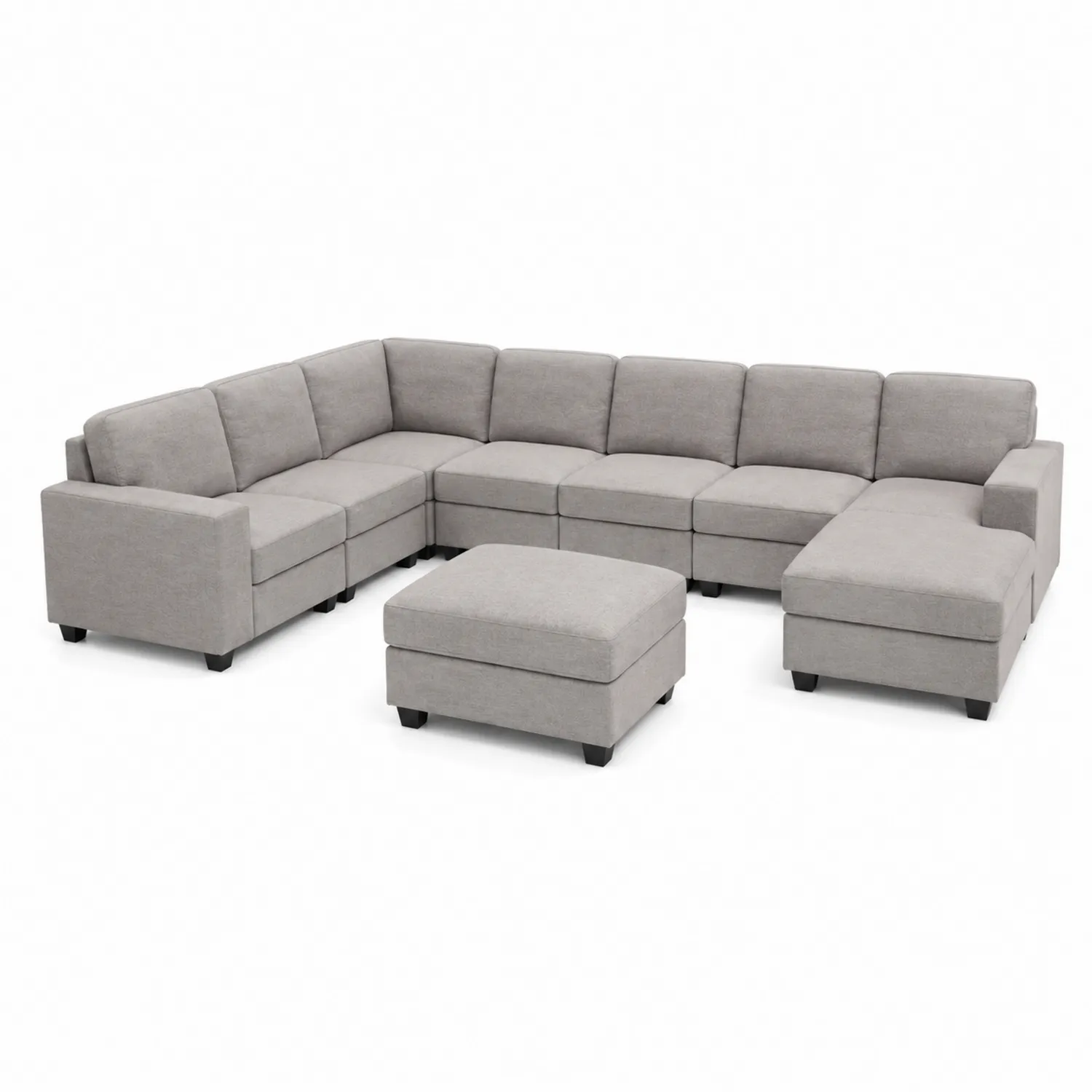 Sofa narożna modułowa, 7-osobowa, Poliester, Szary