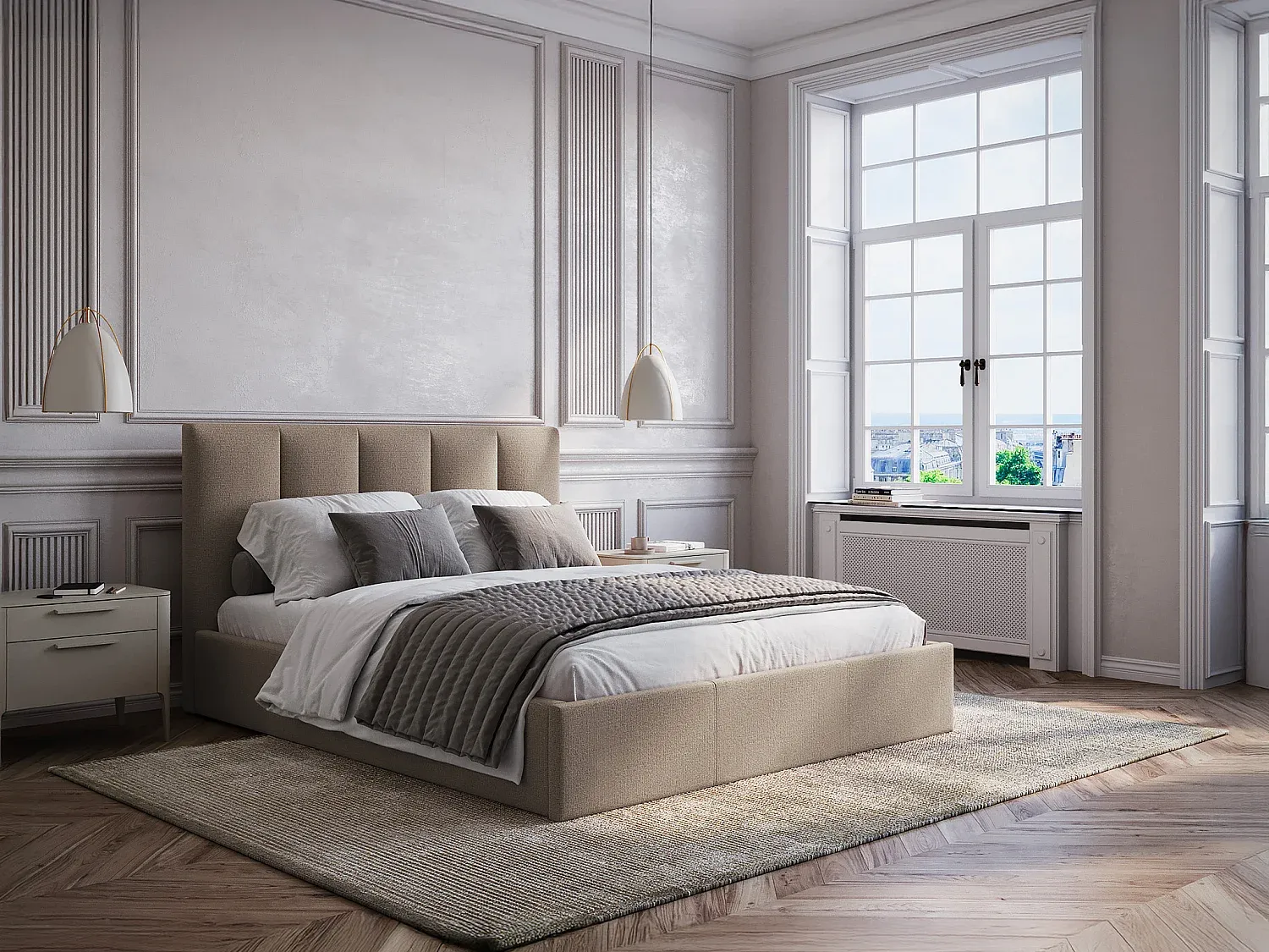 Schlafzimmer,Bereich Bett,Bett mit Bettkasten-COZYELUNO