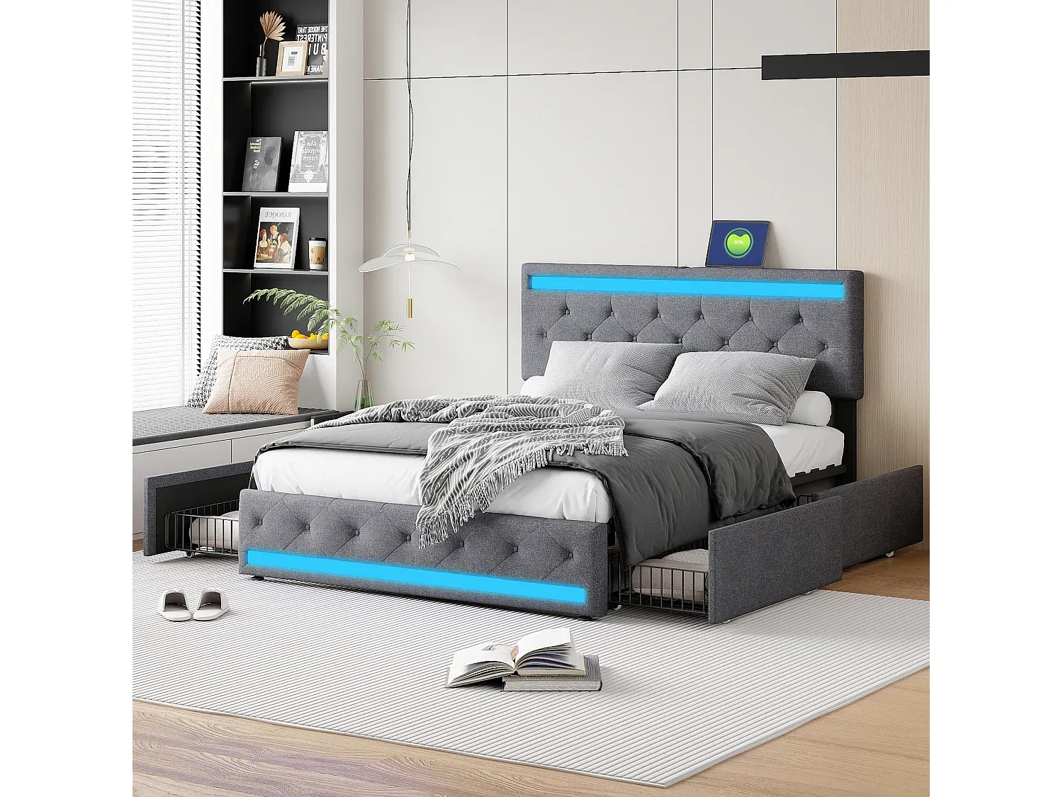 Schlafzimmer,Bereich Bett,Bett mit Bettkasten-COZYELUNO