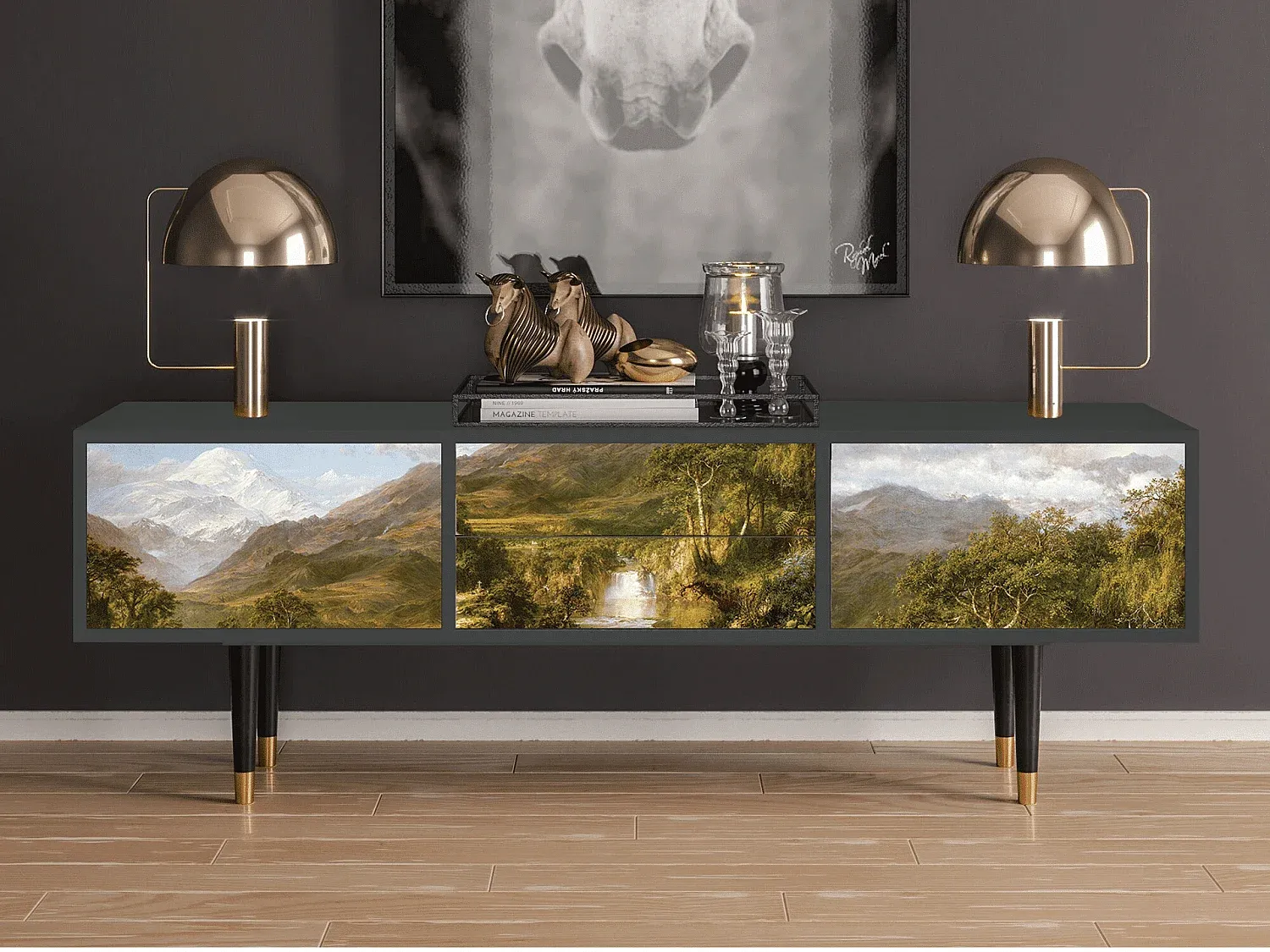 Fernsehtisch - 170x59x48 cm - Anthrazit-COZYELUNO