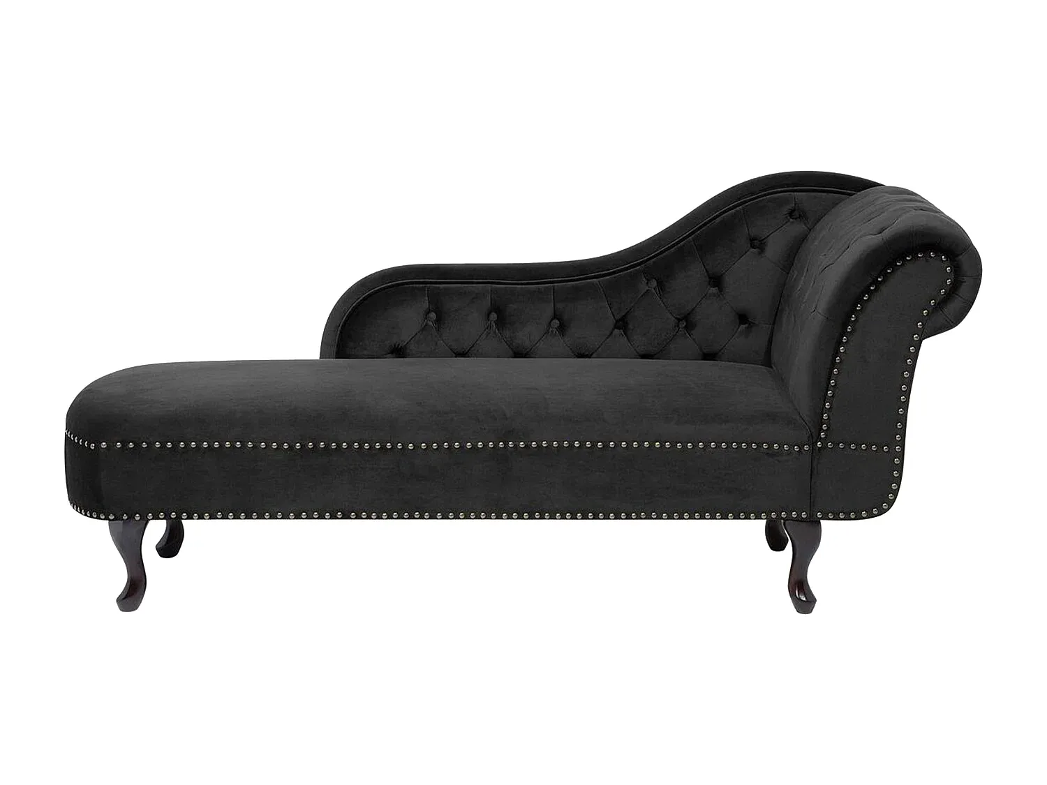 Elegante schwarze Chaiselongue aus Samtstoff-COZYELUNO
