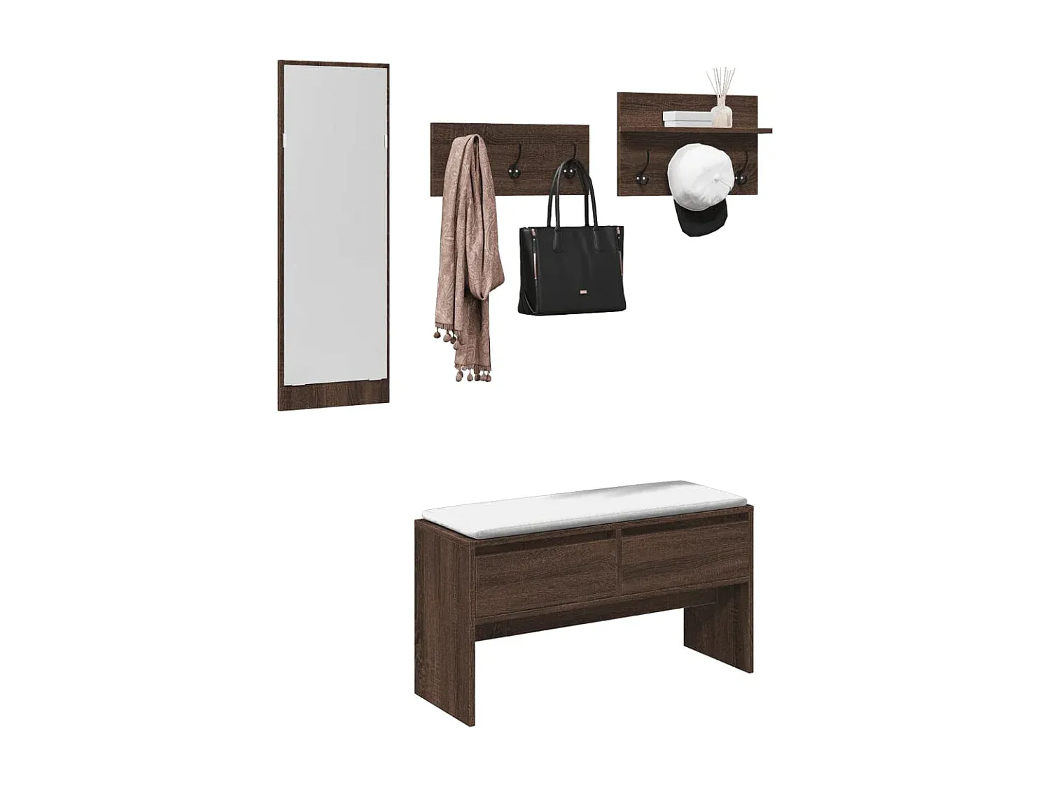 Flurgarderobe Set aus Holz in Eichenoptik-COZYELUNO