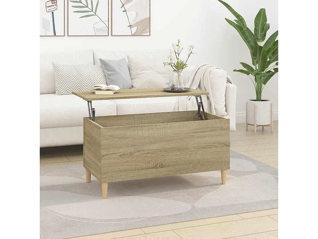 Moderner Wohnzimmertisch in Eichenoptik, 90x45x45 cm-COZYELUNO