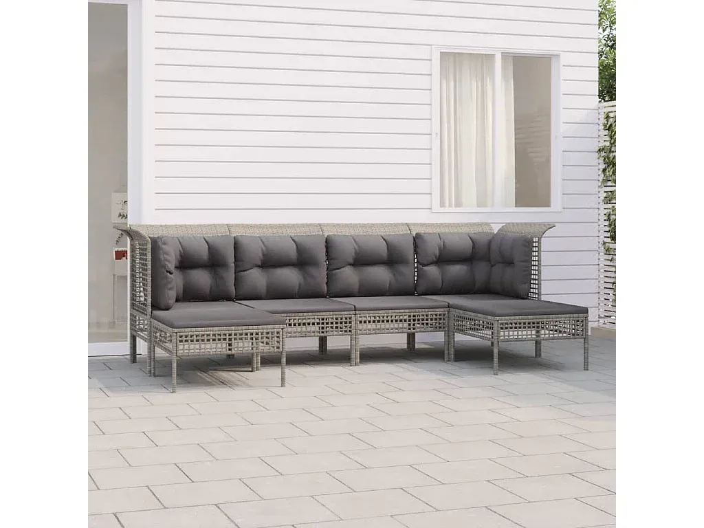 Moderne Garten-Sitzgruppe mit Kissen aus Poly Rattan-COZYELUNO