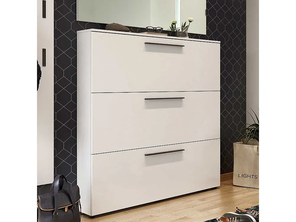 Moderner Schuhschrank in Weiß mit Klapptüren-COZYELUNO