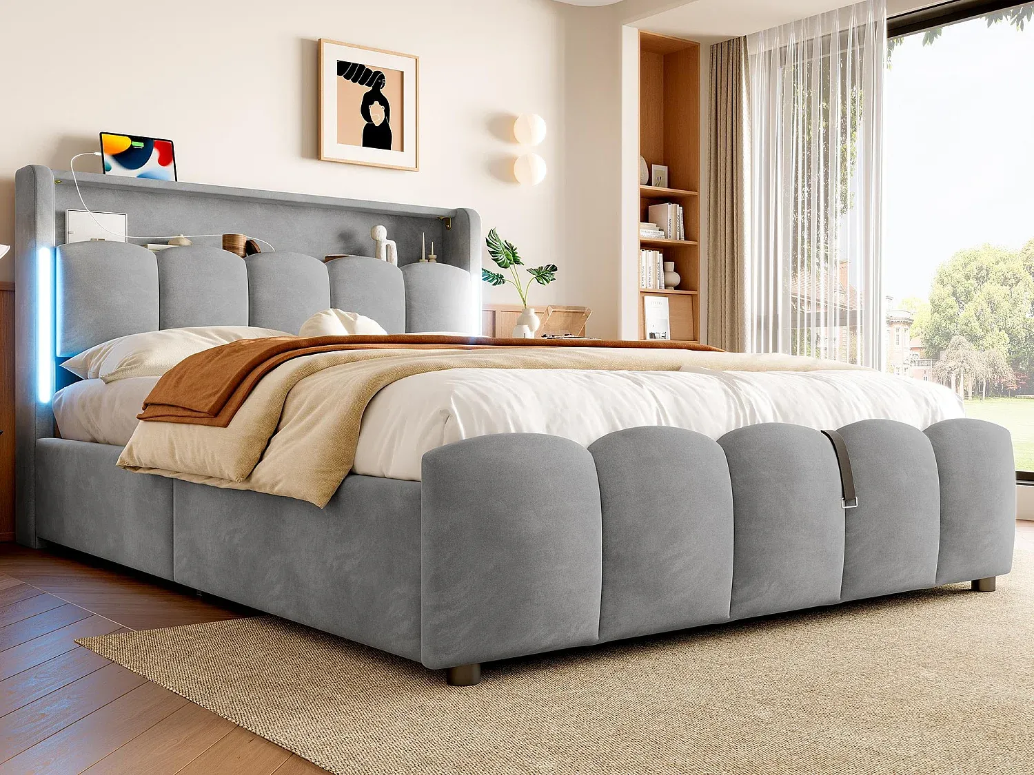 Schlafzimmer,Bereich Bett,Bett mit Bettkasten-Homalira