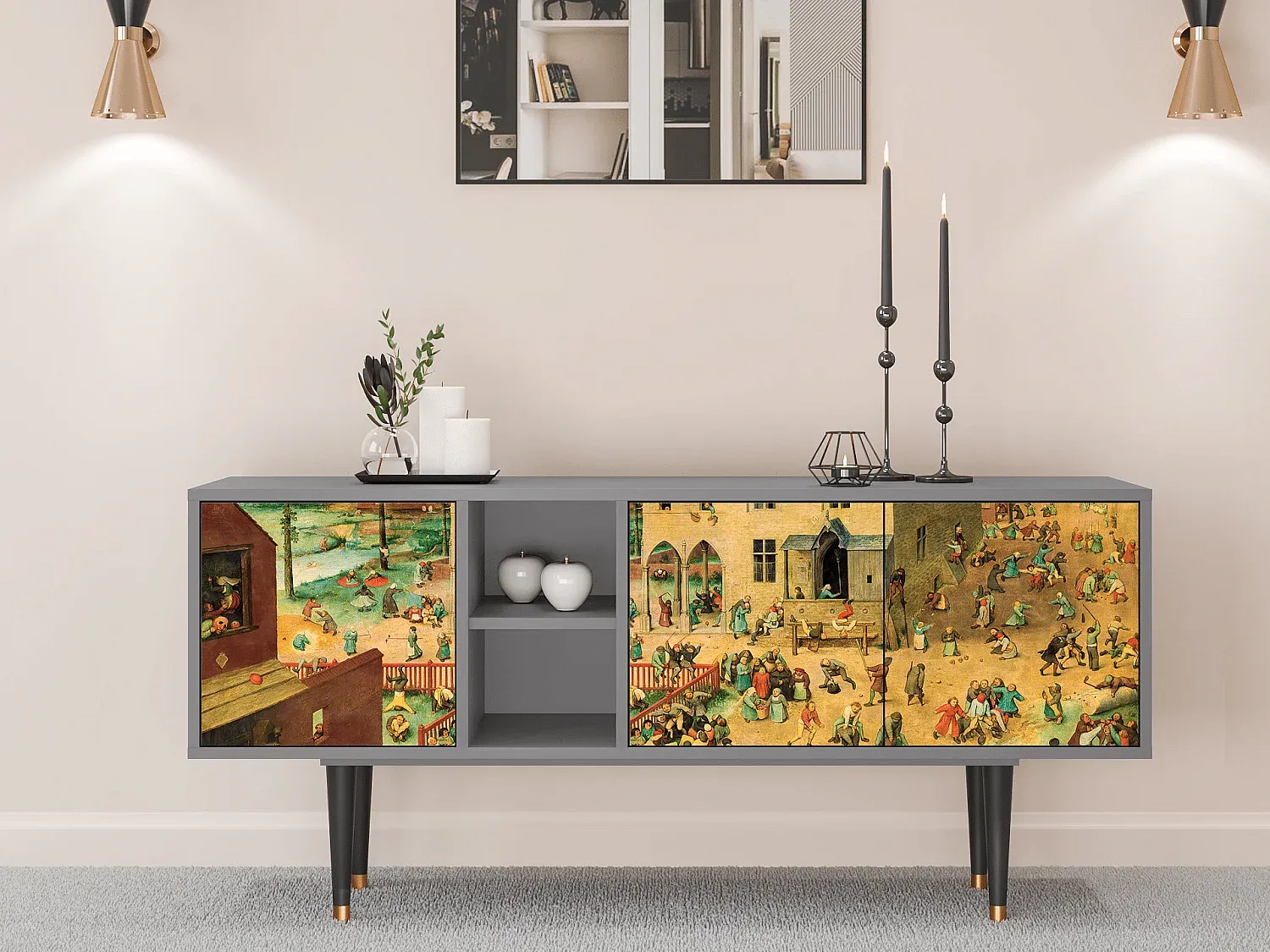 TV-Schrank für Kinderzimmer, Grau, 150x69x41 cm-Livalexo