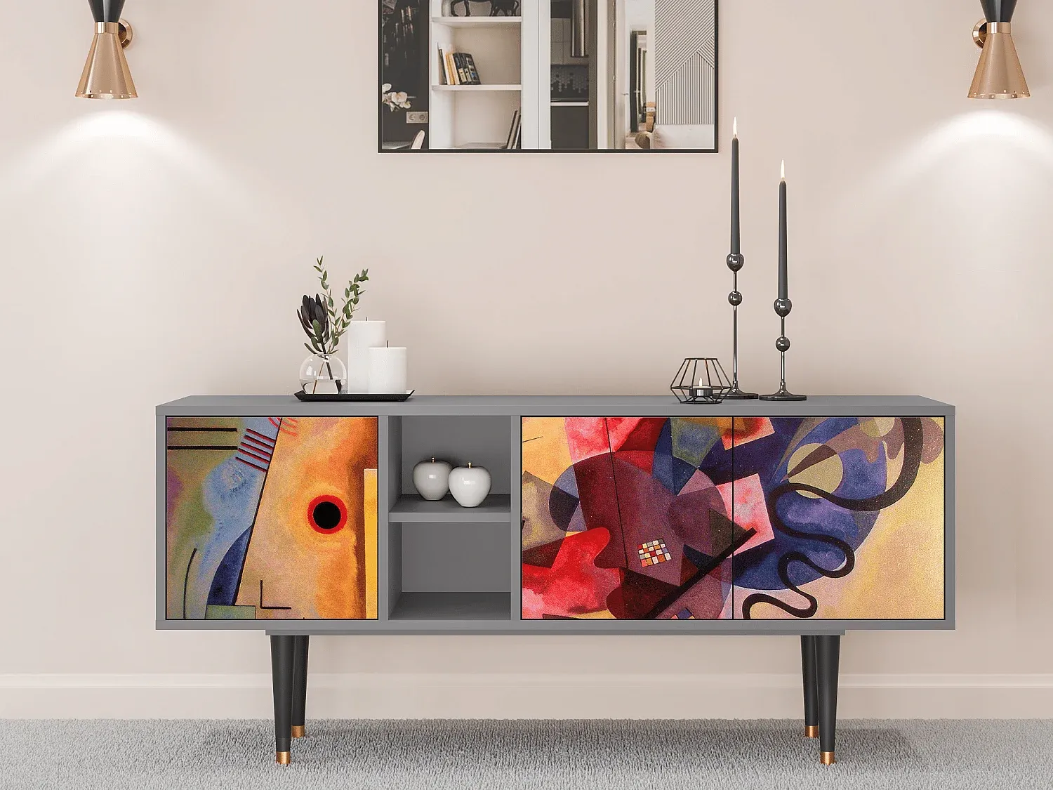 Moderner TV-Schrank in Grau, 150x69x41 cm-Livalexo