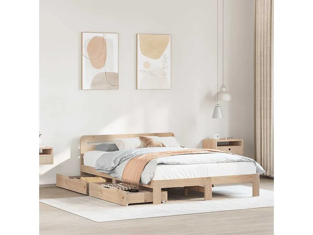 Holzbett 140x200 cm aus Kiefer-Livalexo
