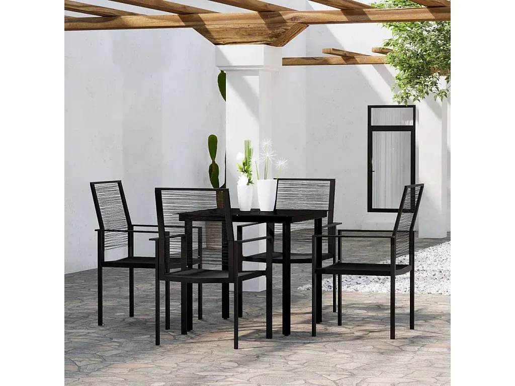 Moderne 5-teilige Garten-Essgruppe in Schwarz-Livalexo