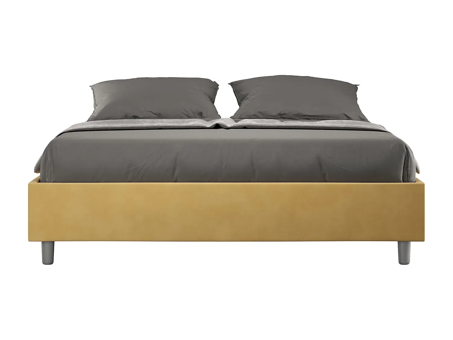 Komfortables Bett mit Stauraum, 160x210, Mikrofaser Ocker-Livalexo