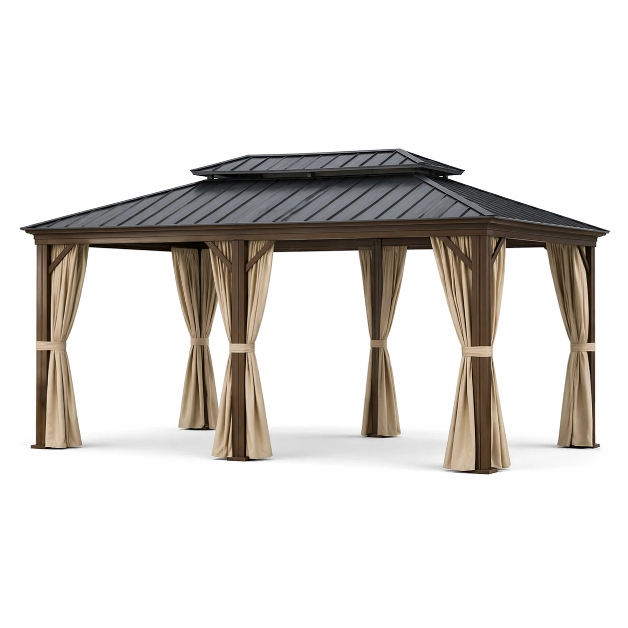 Metallpavillon Aluminium Stahlblechdach Schwarz/Braun 400x300 cm-COZYANOVAE
