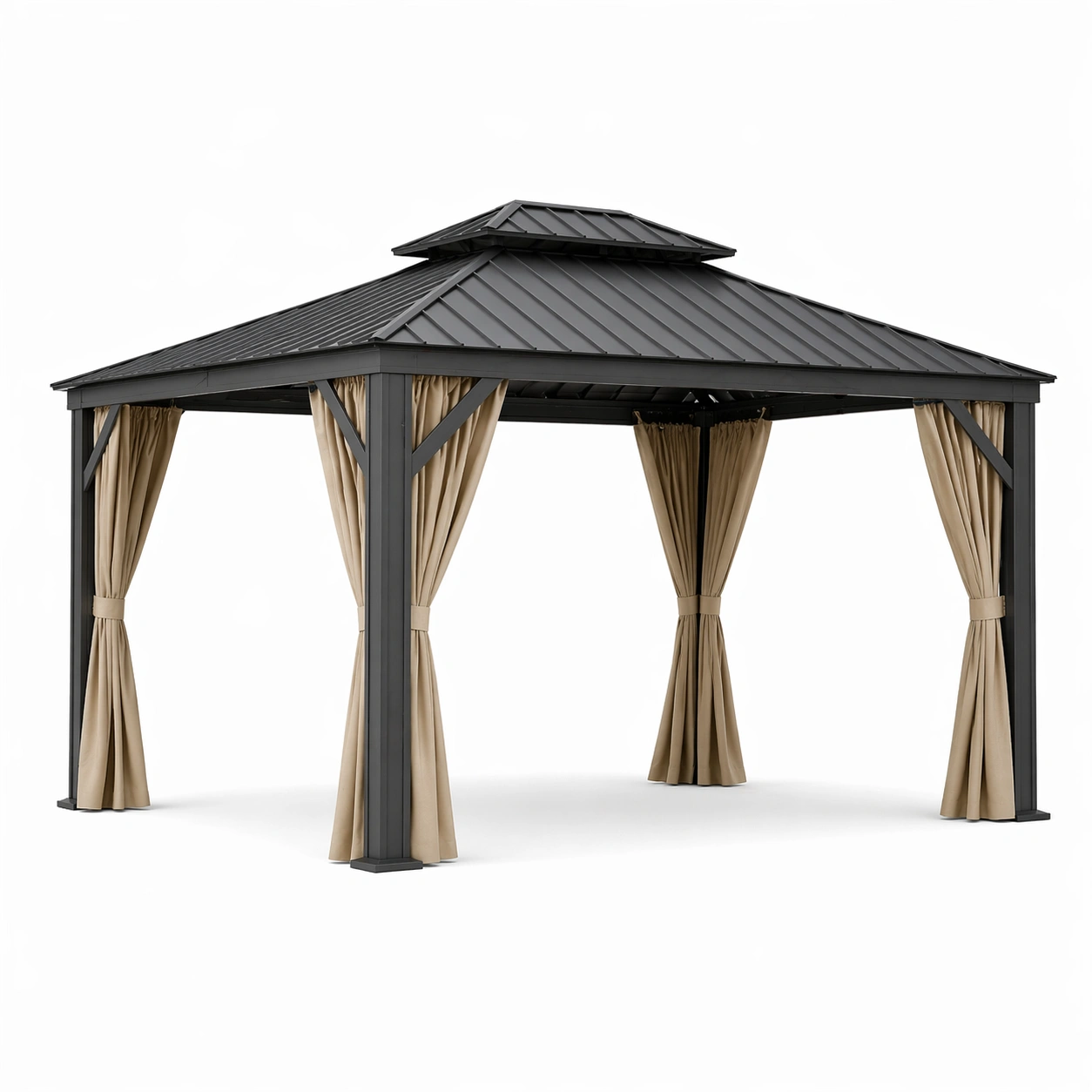 Aluminium Pavillon Rechteckig Dunkelgrau und Beige 3x4m-COZYANOVAE
