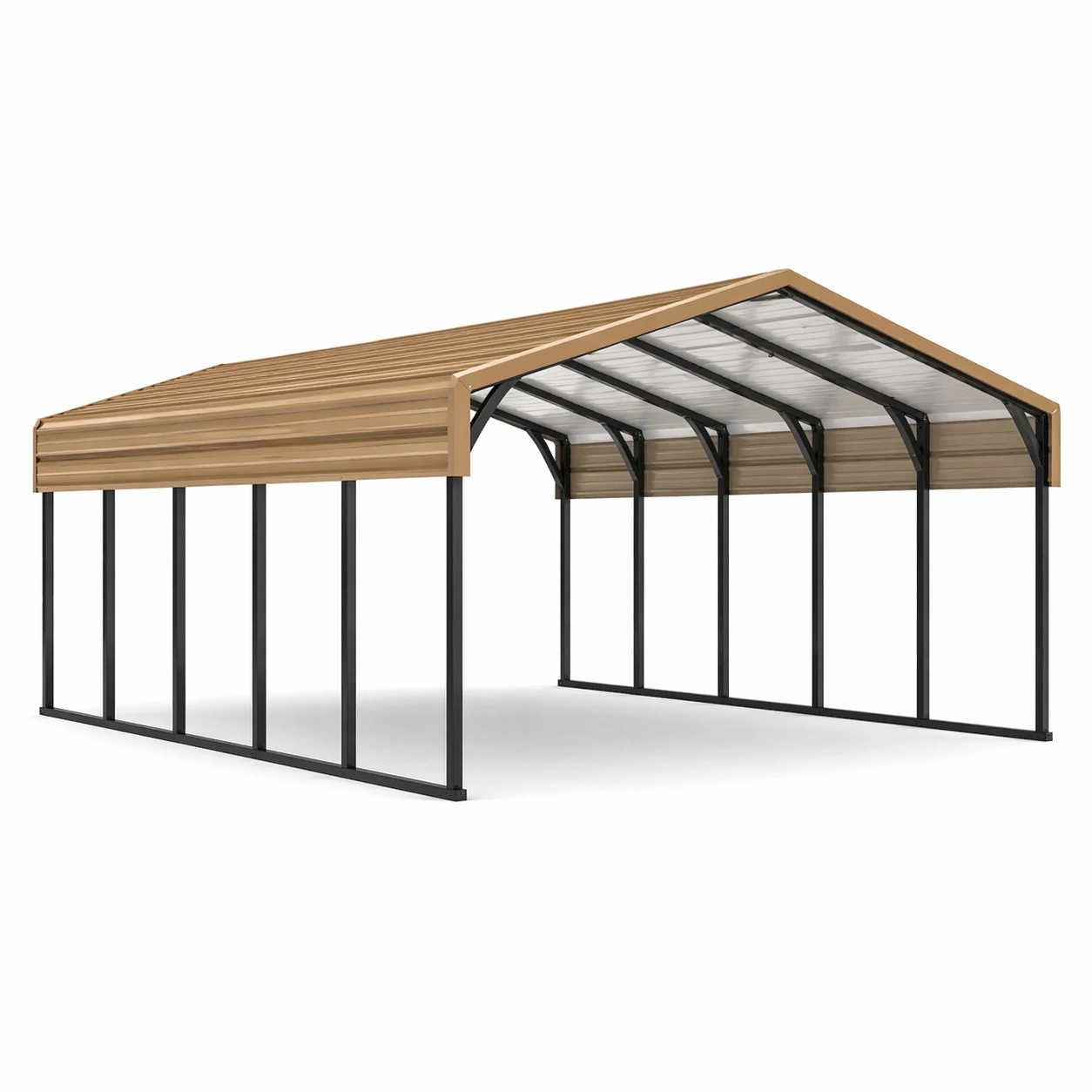 Carport Überdachung Stahl Freistehend Beige 600x300x250 cm-COZYANOVAE