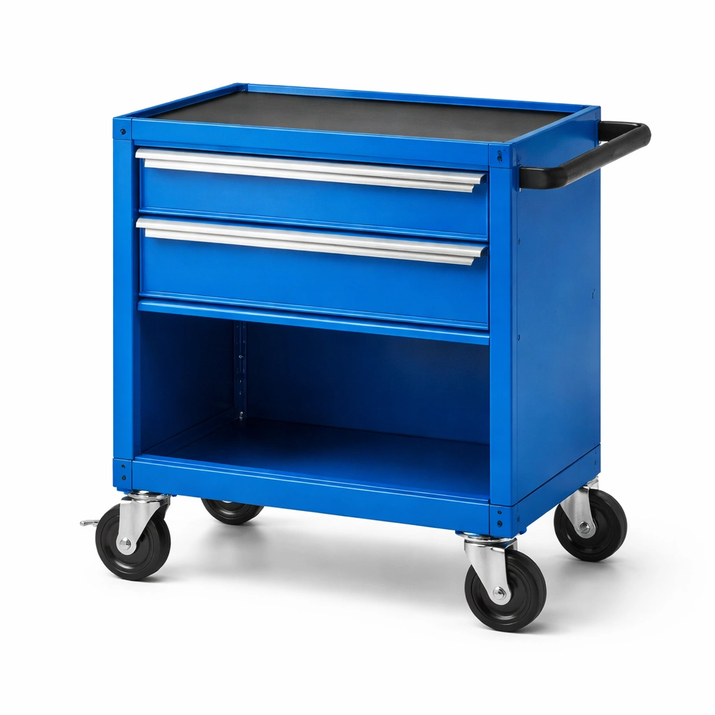 Werkzeugwagen Metall Blau mit 2 Schubladen und Rollen-COZYANOVAE