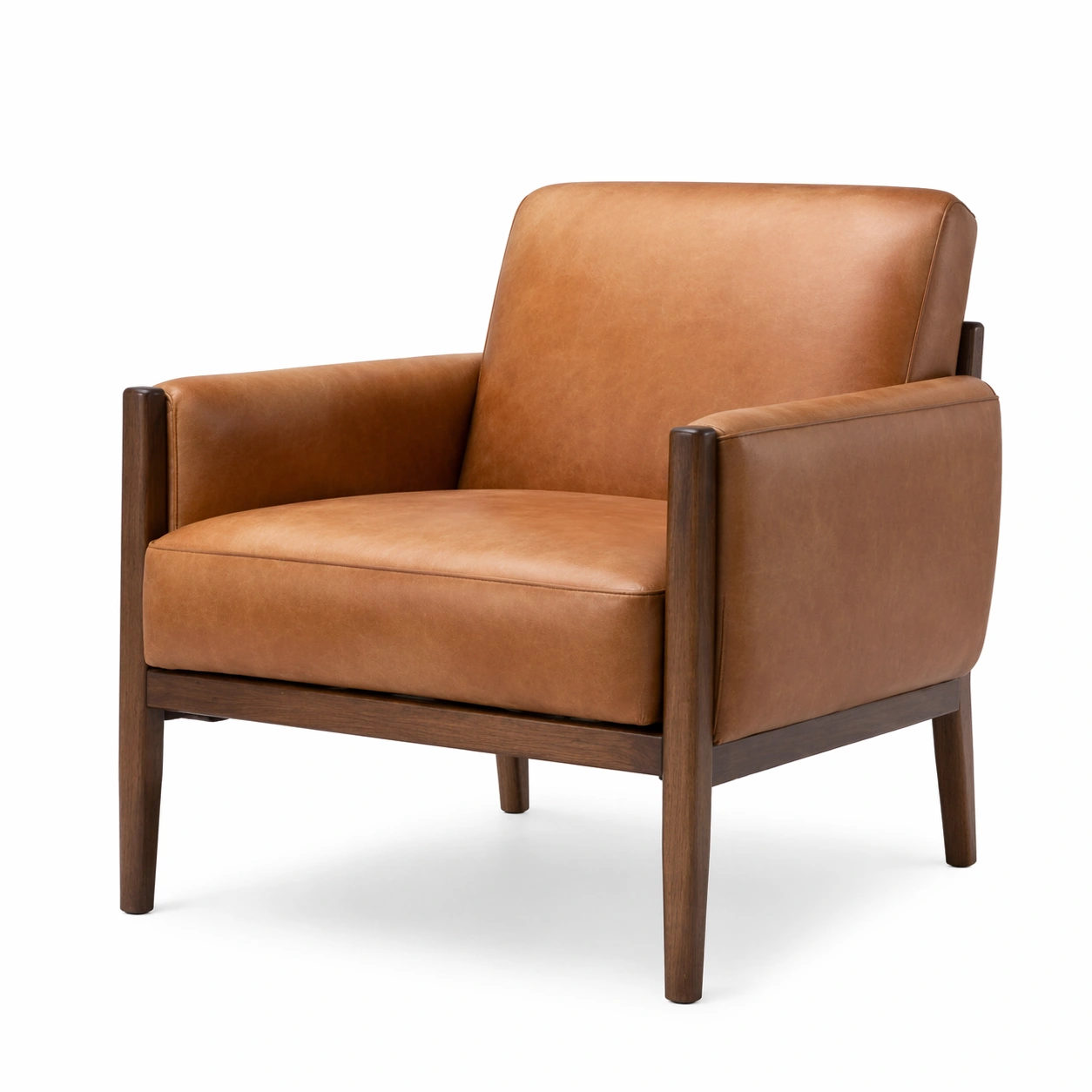 Sessel Leder Massivholz Braun 76x80x78 cm-FURNIALVIA