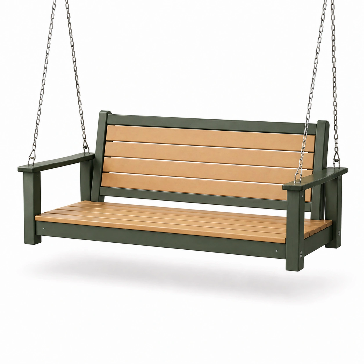 Verandenschaukel holzoptik metall braun grün-FURNIALVIA