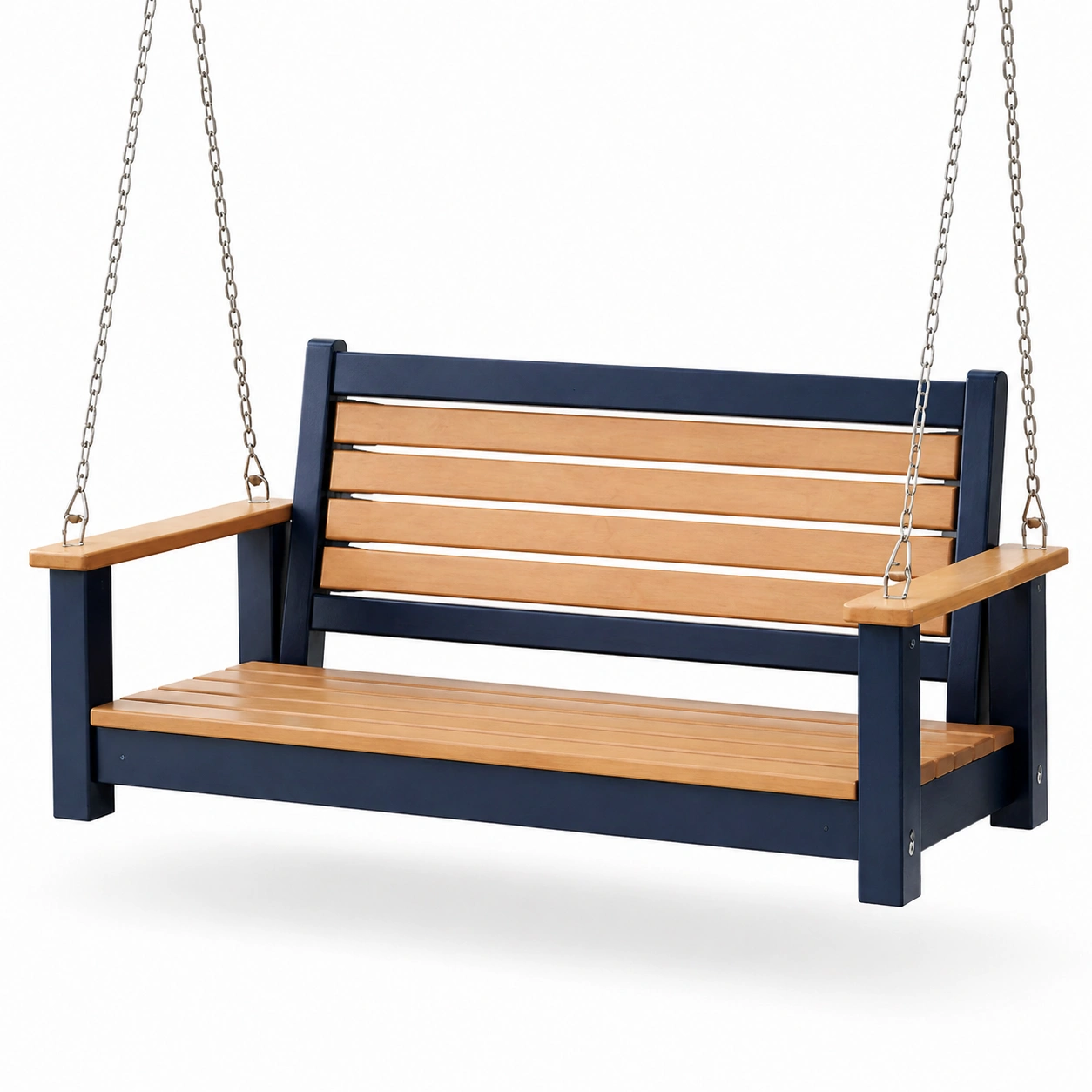 Verandenschaukel aus holz metallrahmen blau natur 150x60x55 cm-FURNIALVIA