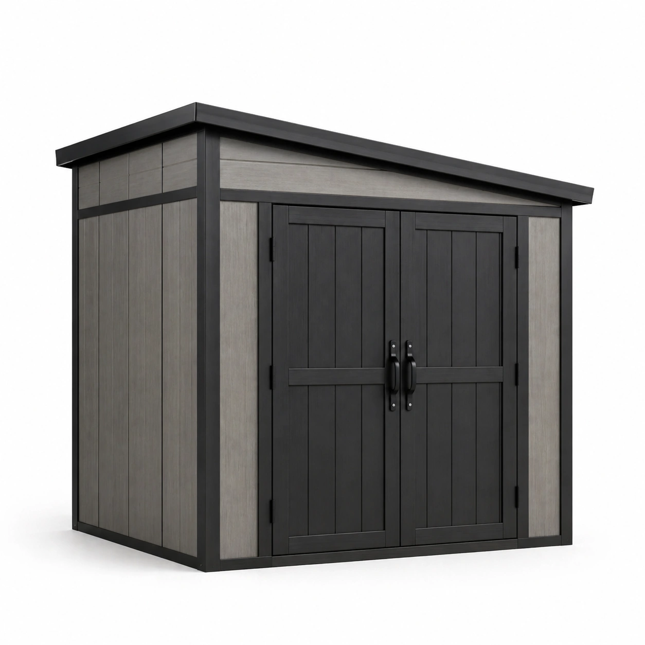 Gartenhaus holz-kunststoff-verbund grau/schwarz doppeltür-FURNIALVIA