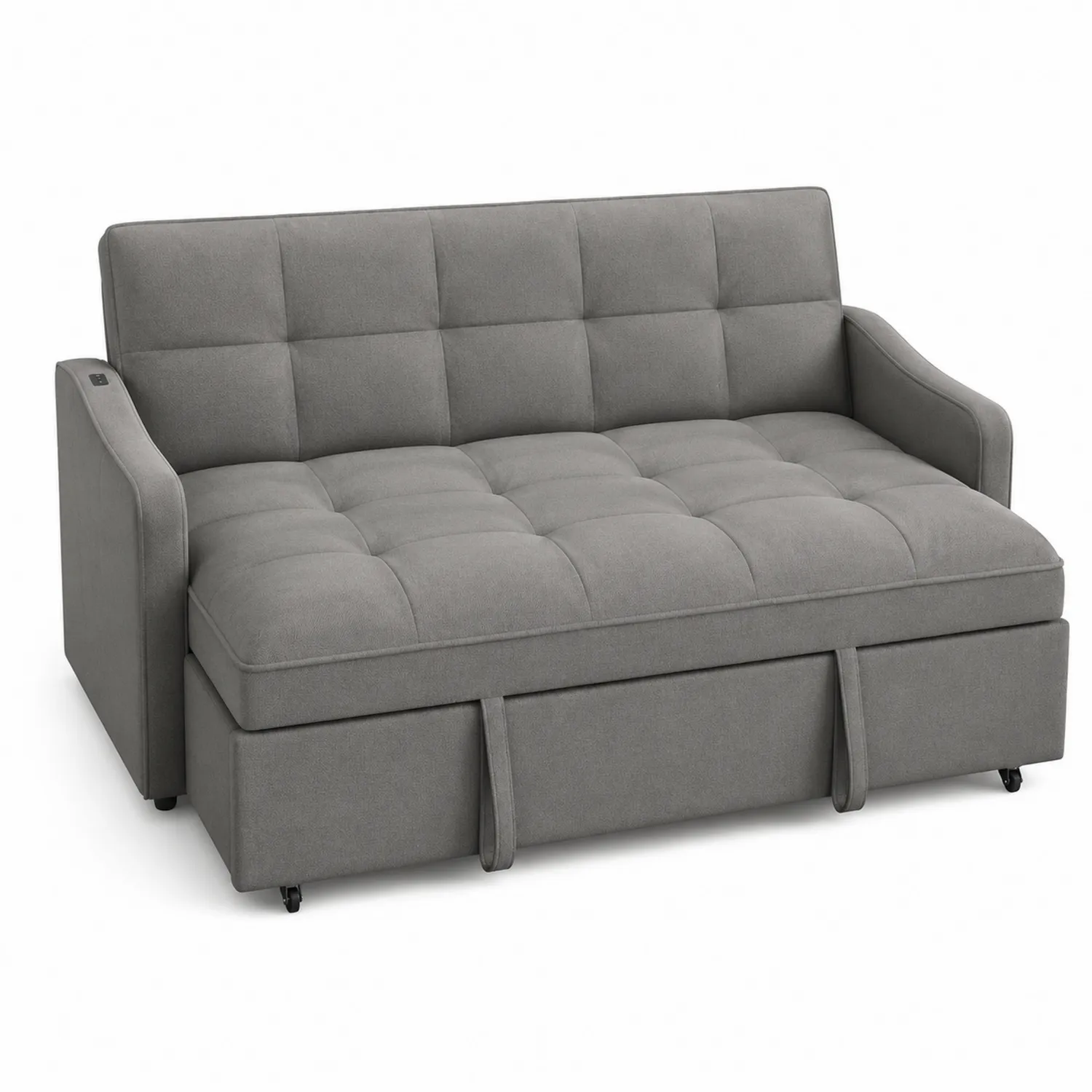 Rozkładana sofa z tkaniny poliestrowej Szara 200 cm
