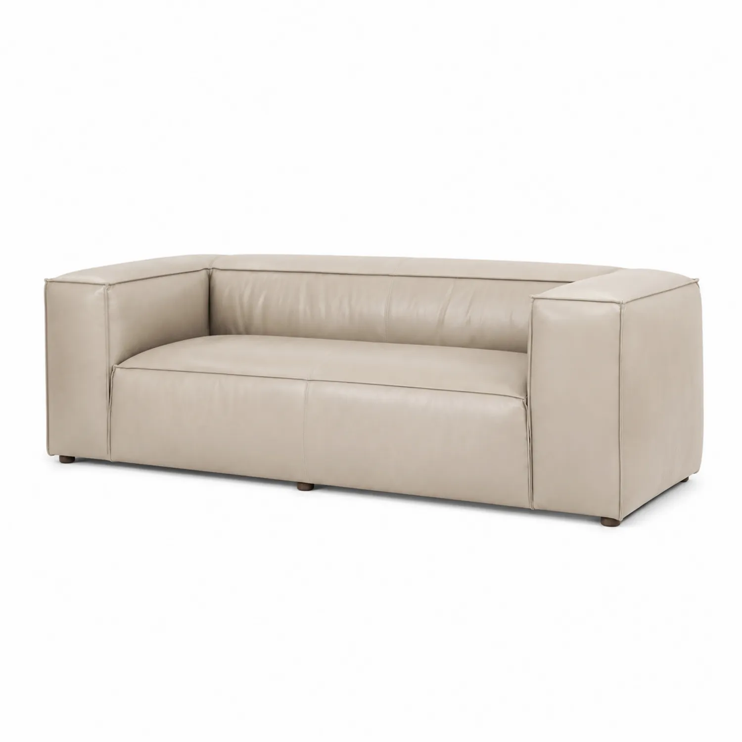 Sofa skórzana prostokątna beżowa 230x90x70 cm