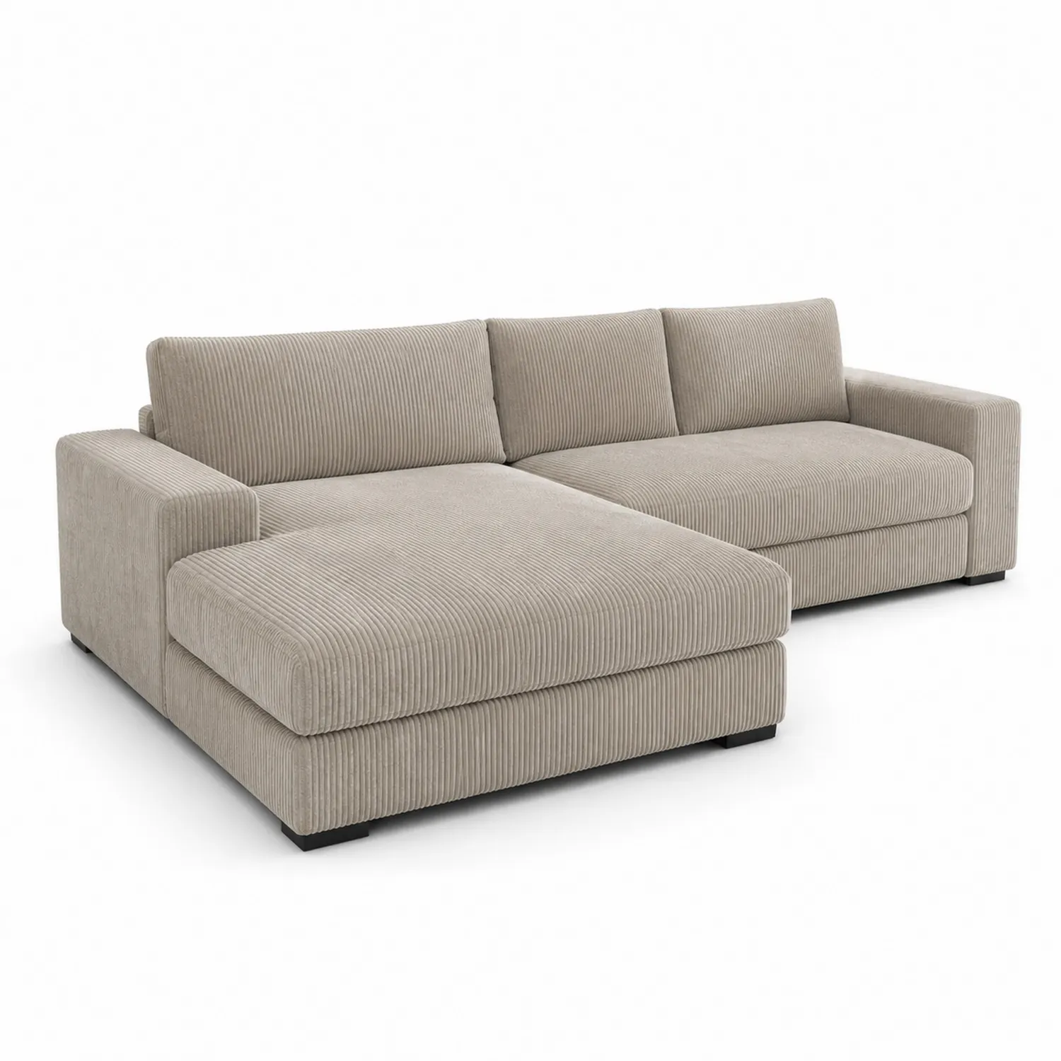 Sofa sztruksowa beżowa z leżanką 300x200x85 cm