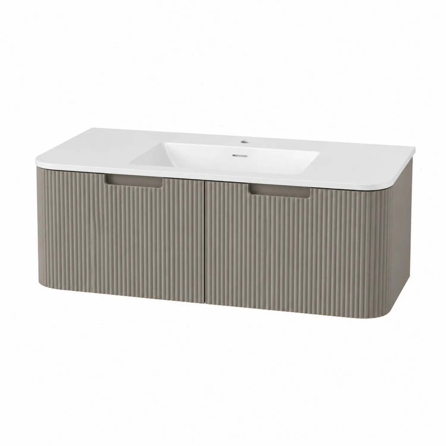 Szafka łazienkowa wisząca z umywalką ceramiczną Beżowa 120 cm