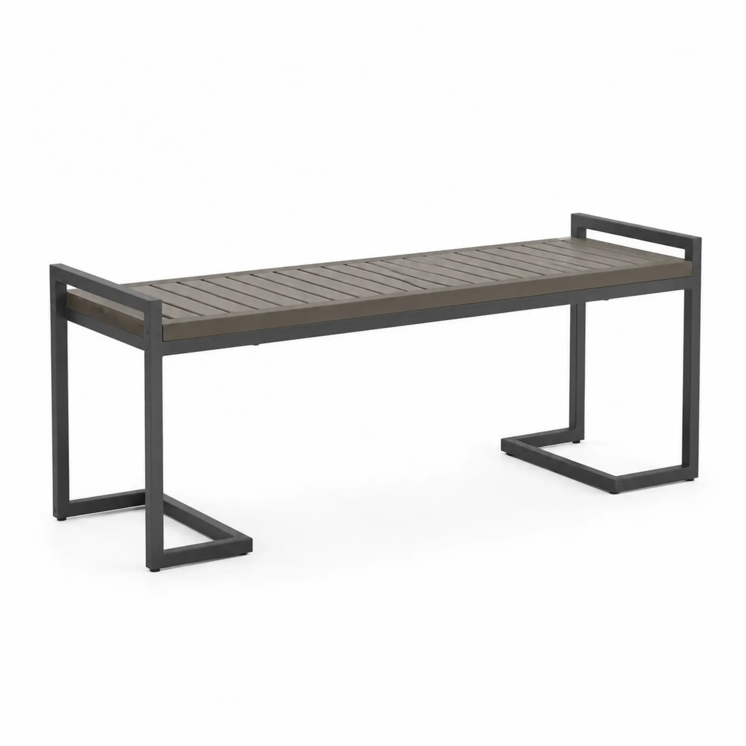 Ławka ogrodowa metalowa prostokątna z drewna kompozytowego 150 cm