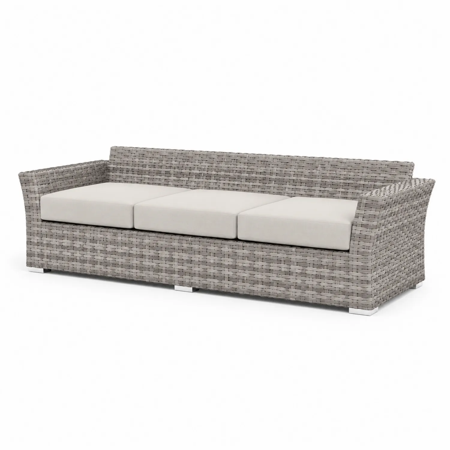 Sofa ogrodowa z technorattanu 3-osobowa z poduszkami z poliestru