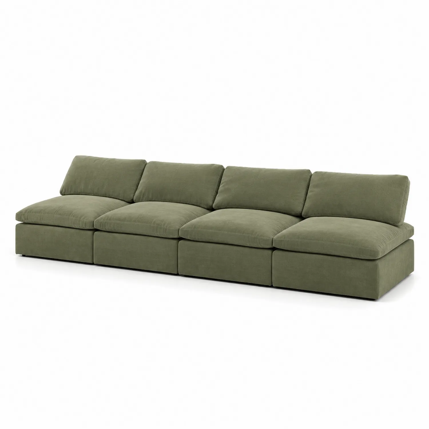 Sofa Modułowa 4-osobowa Bawełniany Zielony 300cm