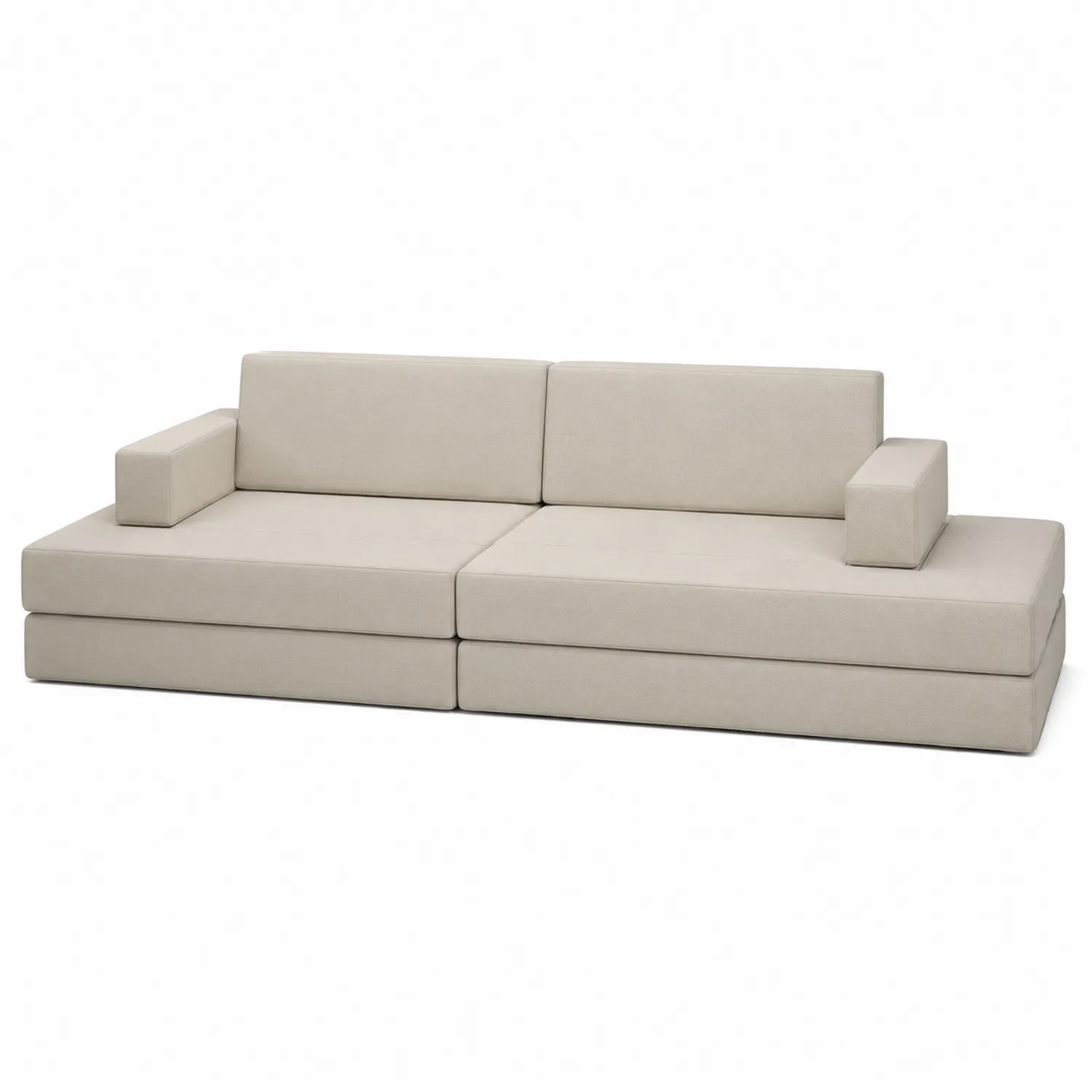 Sofa modułowa beżowa z funkcją spania 220x95 cm