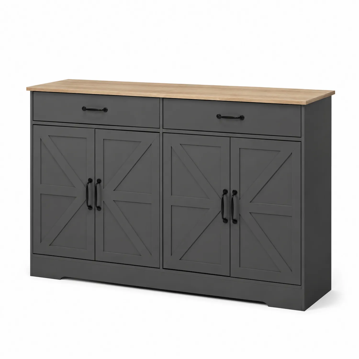 Kredens z 3 drzwiami i 2 szufladami MDF Szary 120x40x80 cm