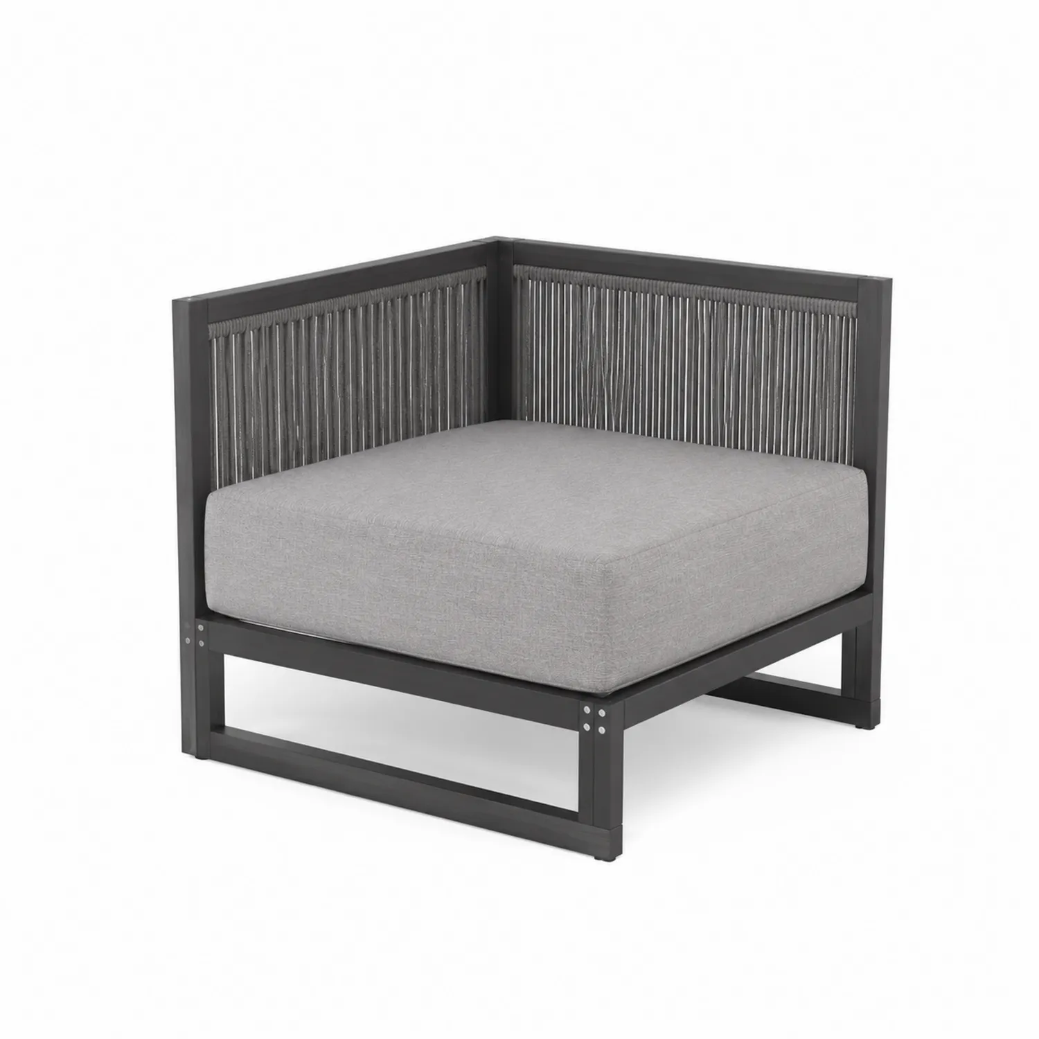 Fotel klubowy outdoorowy, aluminium, sznurek syntetyczny, szary