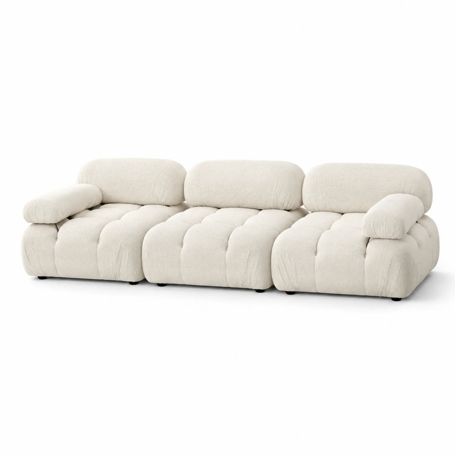 Trzyczęściowa sofa modułowa z tkaniny bouclé Kremowy