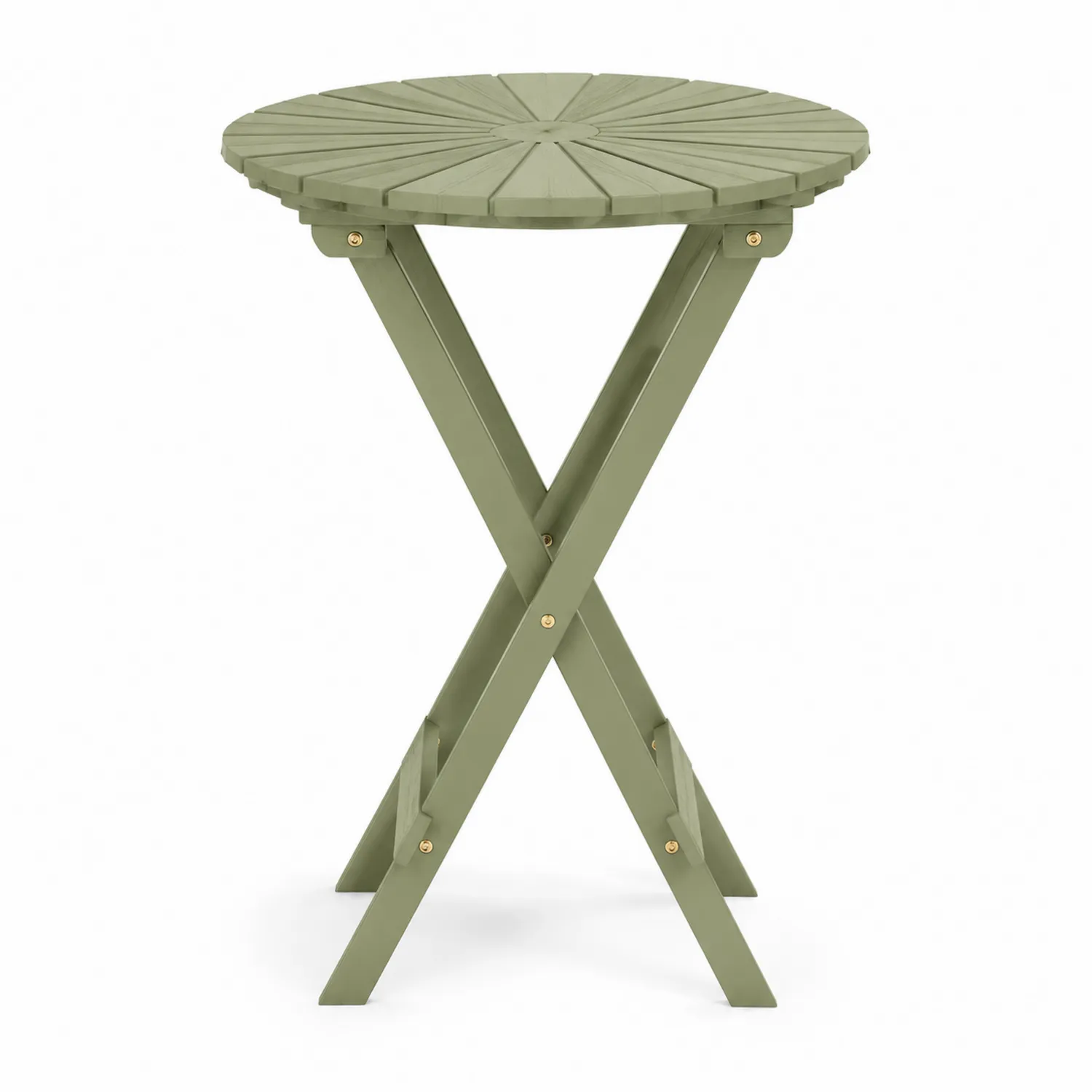 Składany okrągły stolik z drewna, 45 cm, Oliwkowy