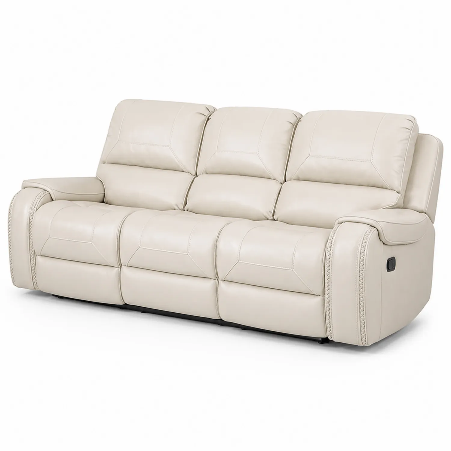 Sofa 3-osobowa z ekoskóry beżowa 200x90x100 cm