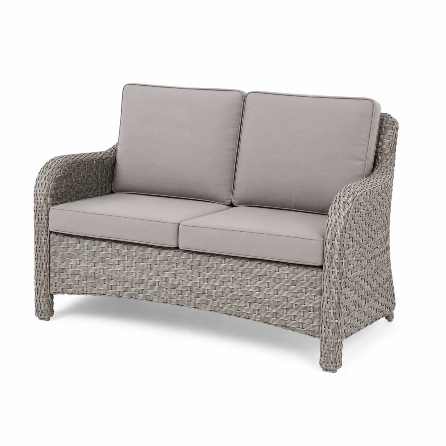 Sofa ogrodowa z technorattanu z poduszkami, szara